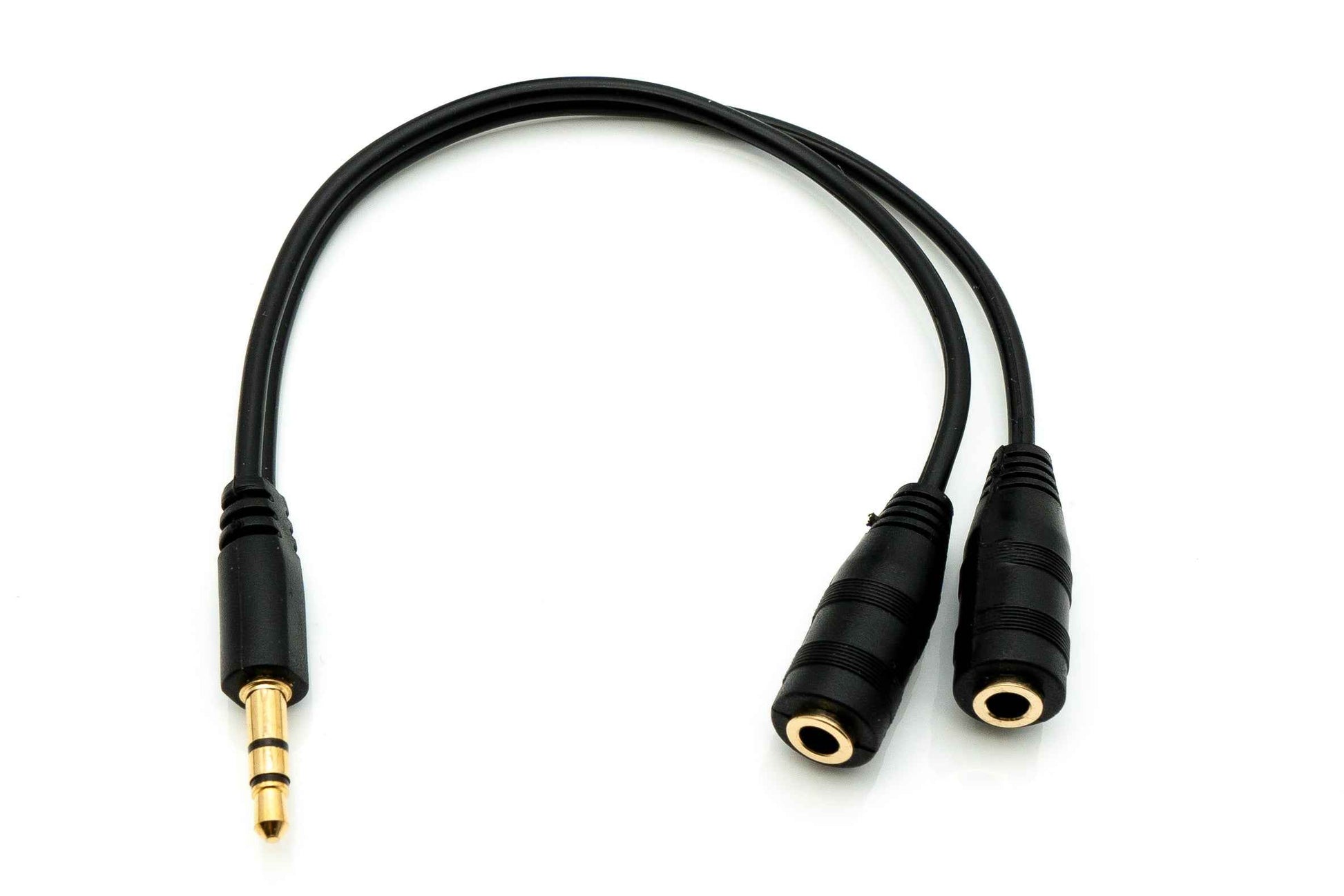SYSTEM-S Audio Y Kabel 20 cm Stereo AUX Klinke 3,5mm Stecker zu 2x Buchse Adapter Schwarz