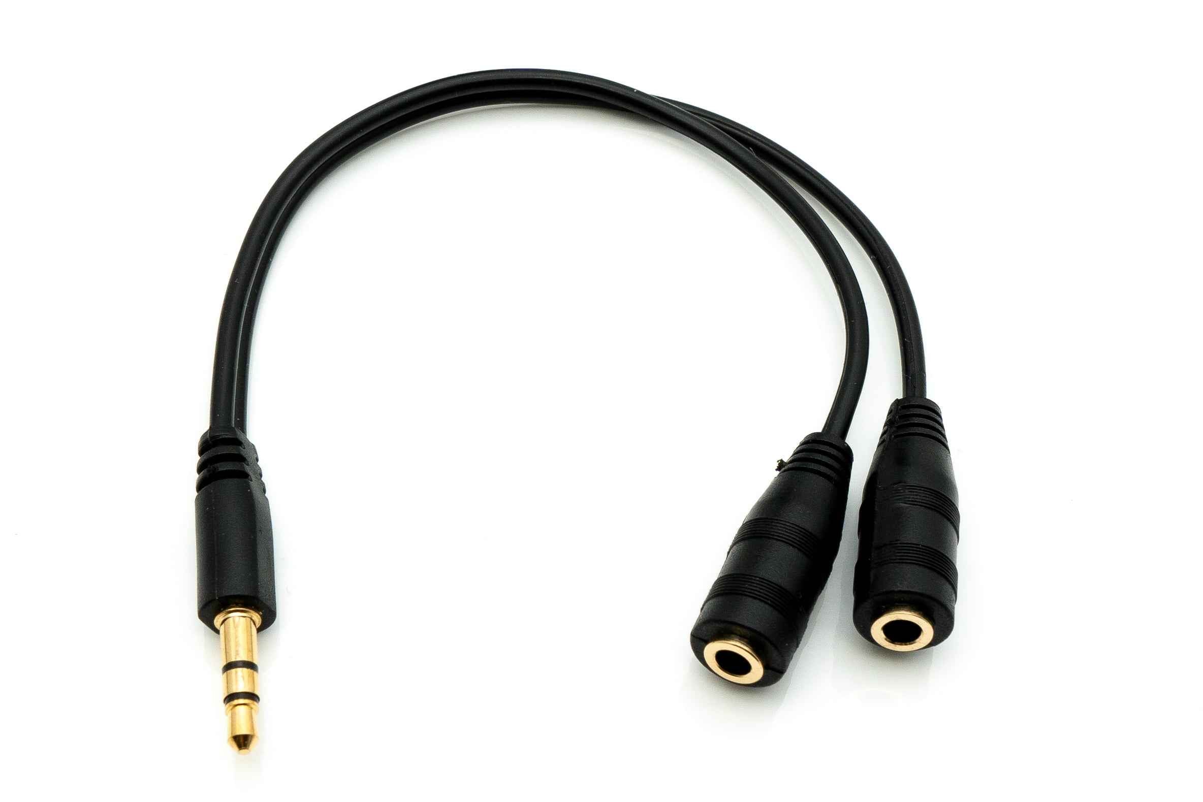 SYSTEM-S Audio Y Kabel 20 cm Stereo AUX Klinke 3,5mm Stecker zu 2x Buchse Adapter Schwarz