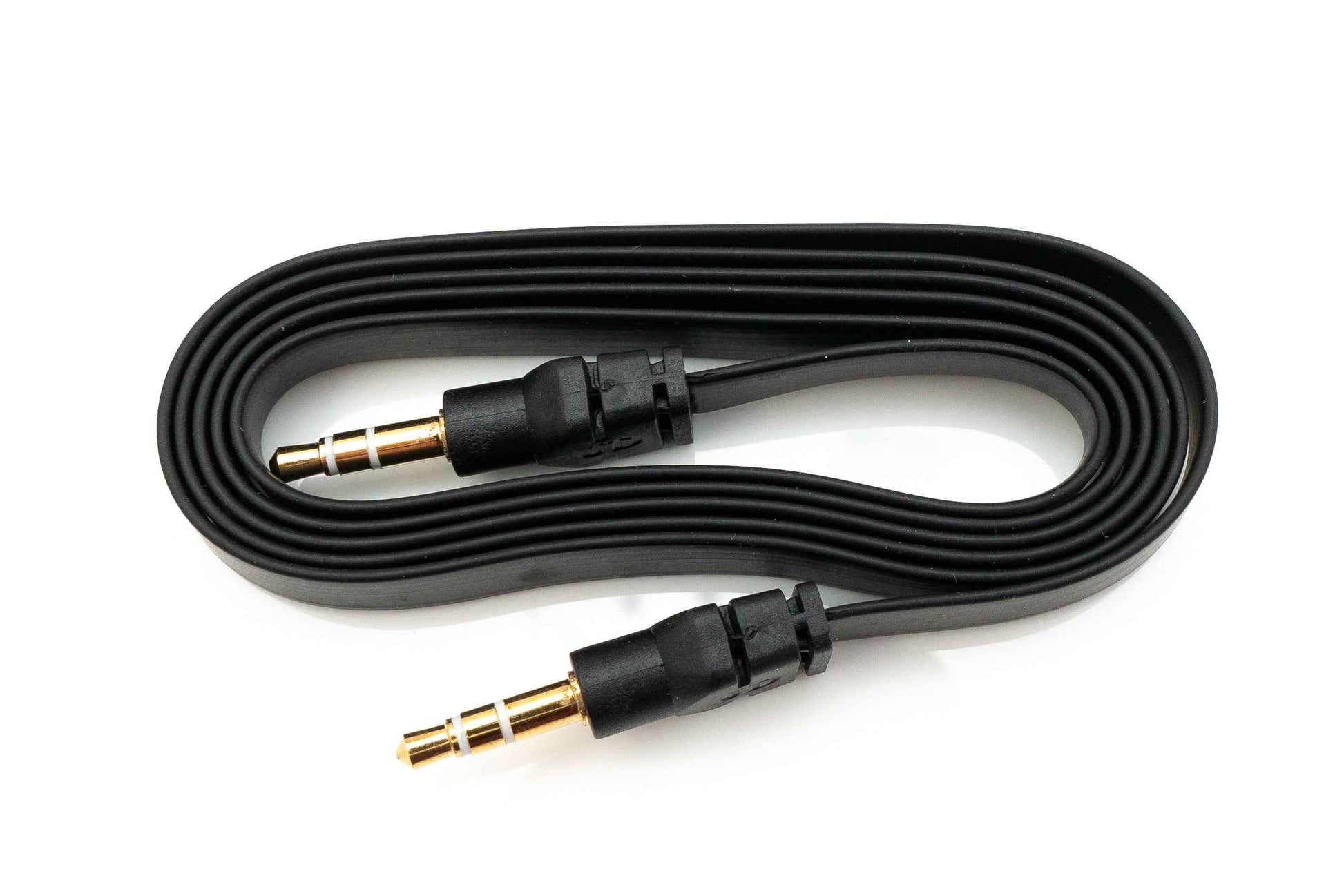 SYSTEM-S Audio Kabel 100 cm Stereo AUX Klinke 3,5 mm Stecker zu Stecker flach in Schwarz