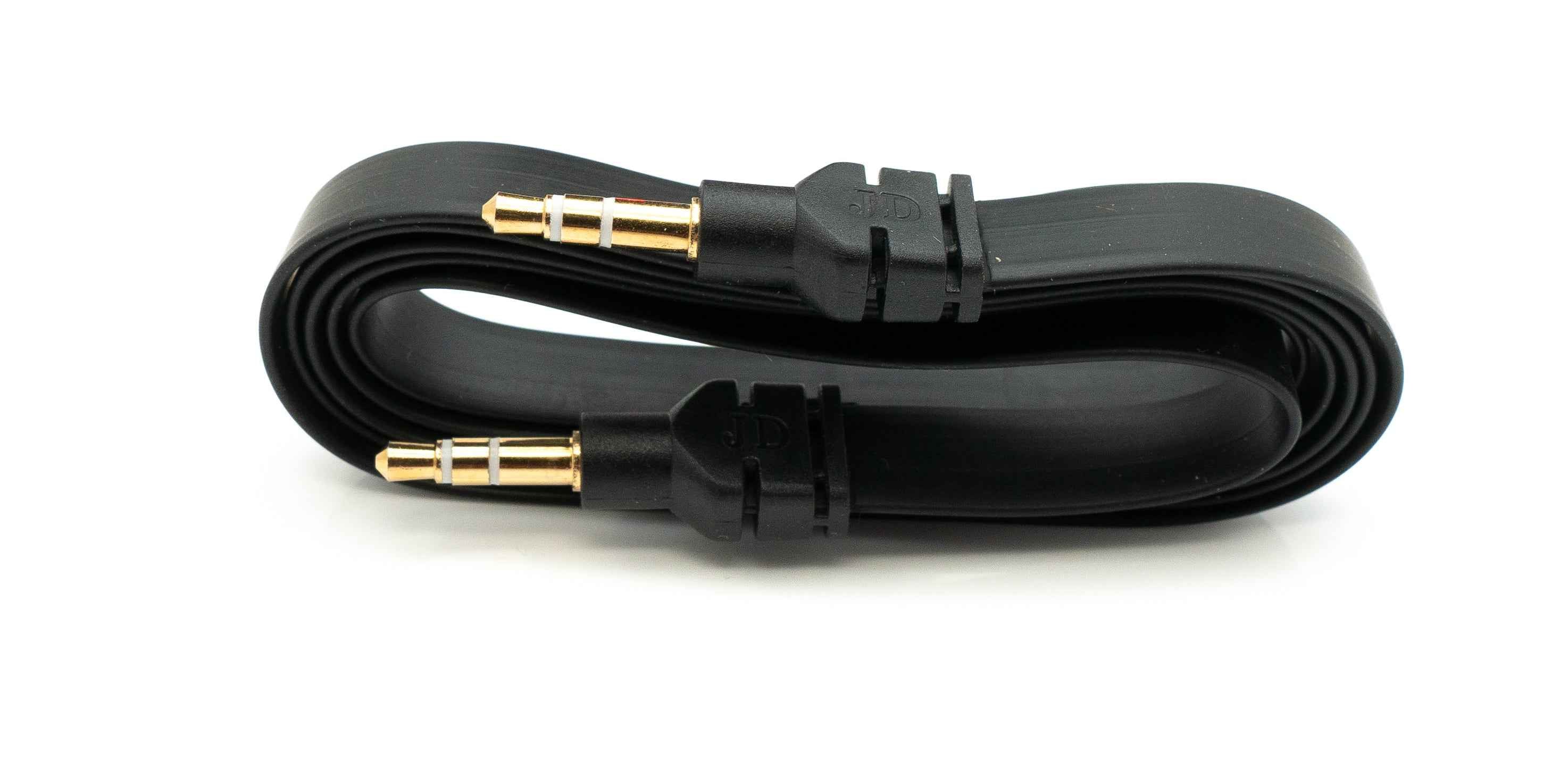 SYSTEM-S Audio Kabel 100 cm Stereo AUX Klinke 3,5 mm Stecker zu Stecker flach in Schwarz