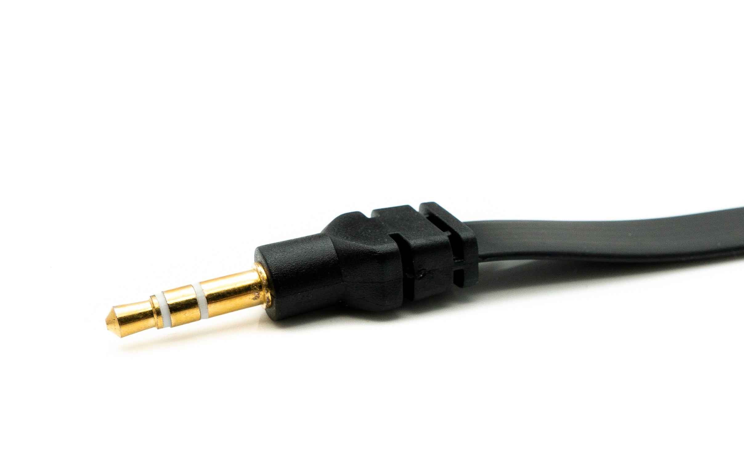 SYSTEM-S Audio Kabel 100 cm Stereo AUX Klinke 3,5 mm Stecker zu Stecker flach in Schwarz