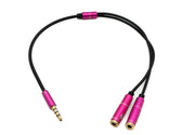 Audio Y-Kabel 3,5 mm Klinke Stecker zu 2x Buchse 20 cm pink 81640534 | System-S