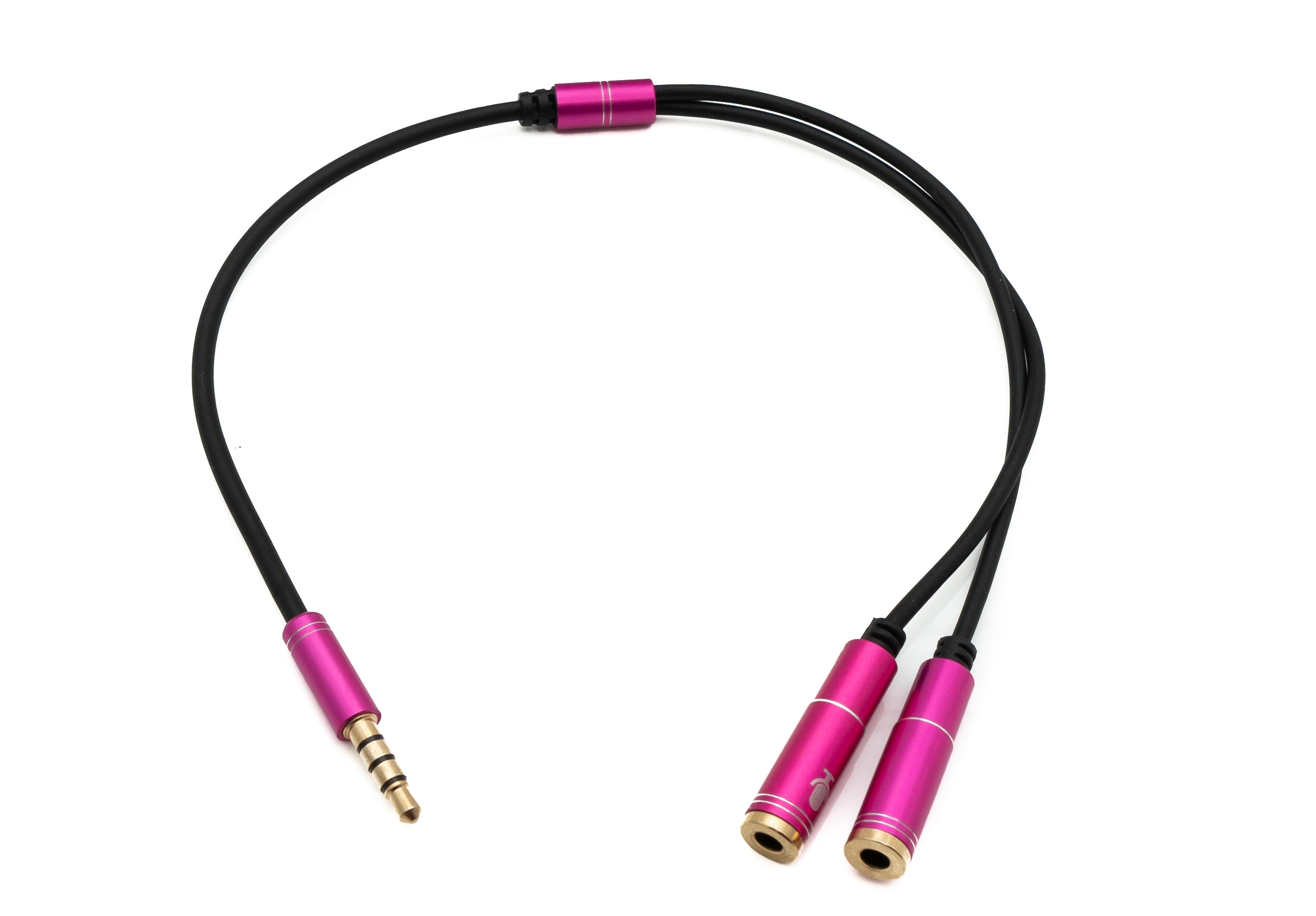 Audio Y-Kabel 3,5 mm Klinke Stecker zu 2x Buchse 20 cm pink 81640534 | System-S