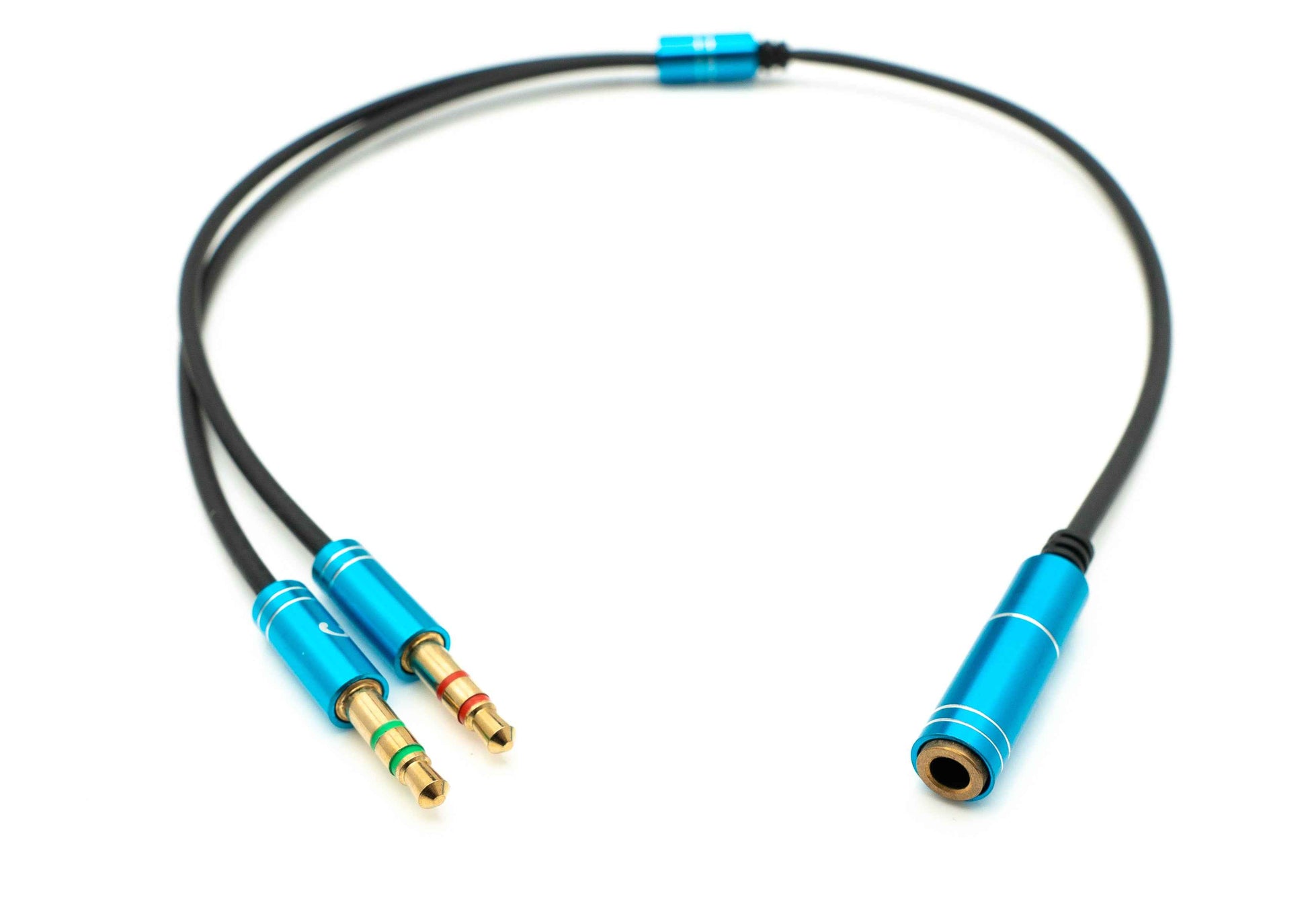 SYSTEM-S Audio Y Kabel 30 cm Stereo AUX Klinke 3,5mm Buchse zu 2x Stecker Schwarz