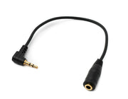 SYSTEM-S Audio Kabel 15 cm Stereo AUX Klinke 2,5mm Stecker zu 3,5mm Buchse Winkel Schwarz