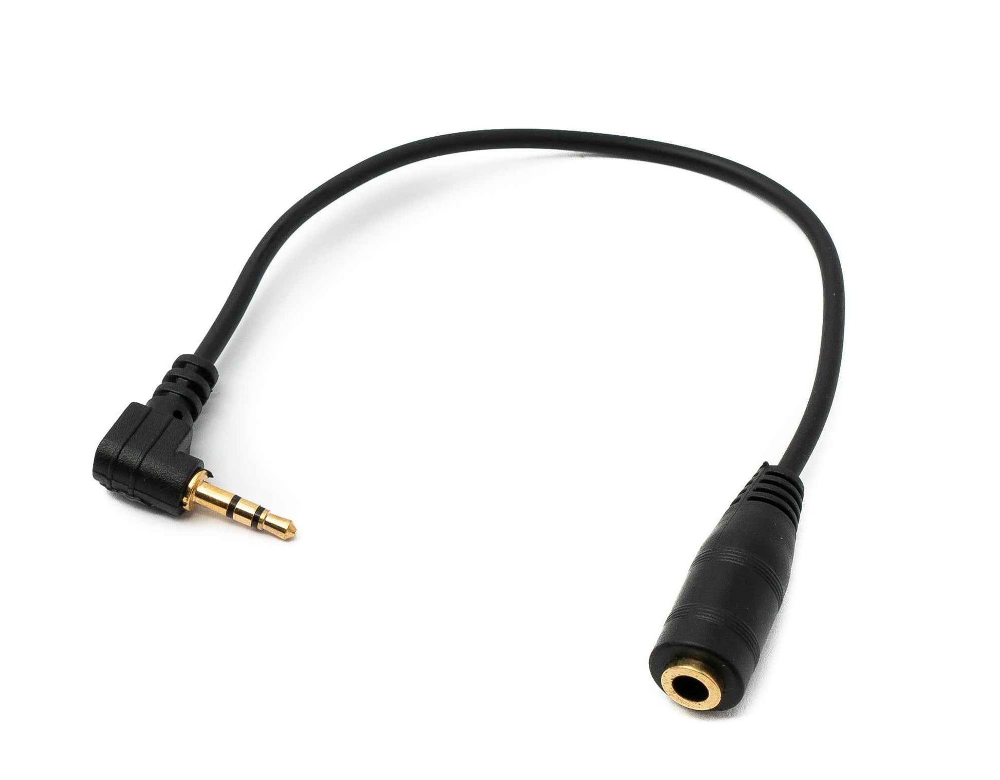 SYSTEM-S Audio Kabel 15 cm Stereo AUX Klinke 2,5mm Stecker zu 3,5mm Buchse Winkel Schwarz