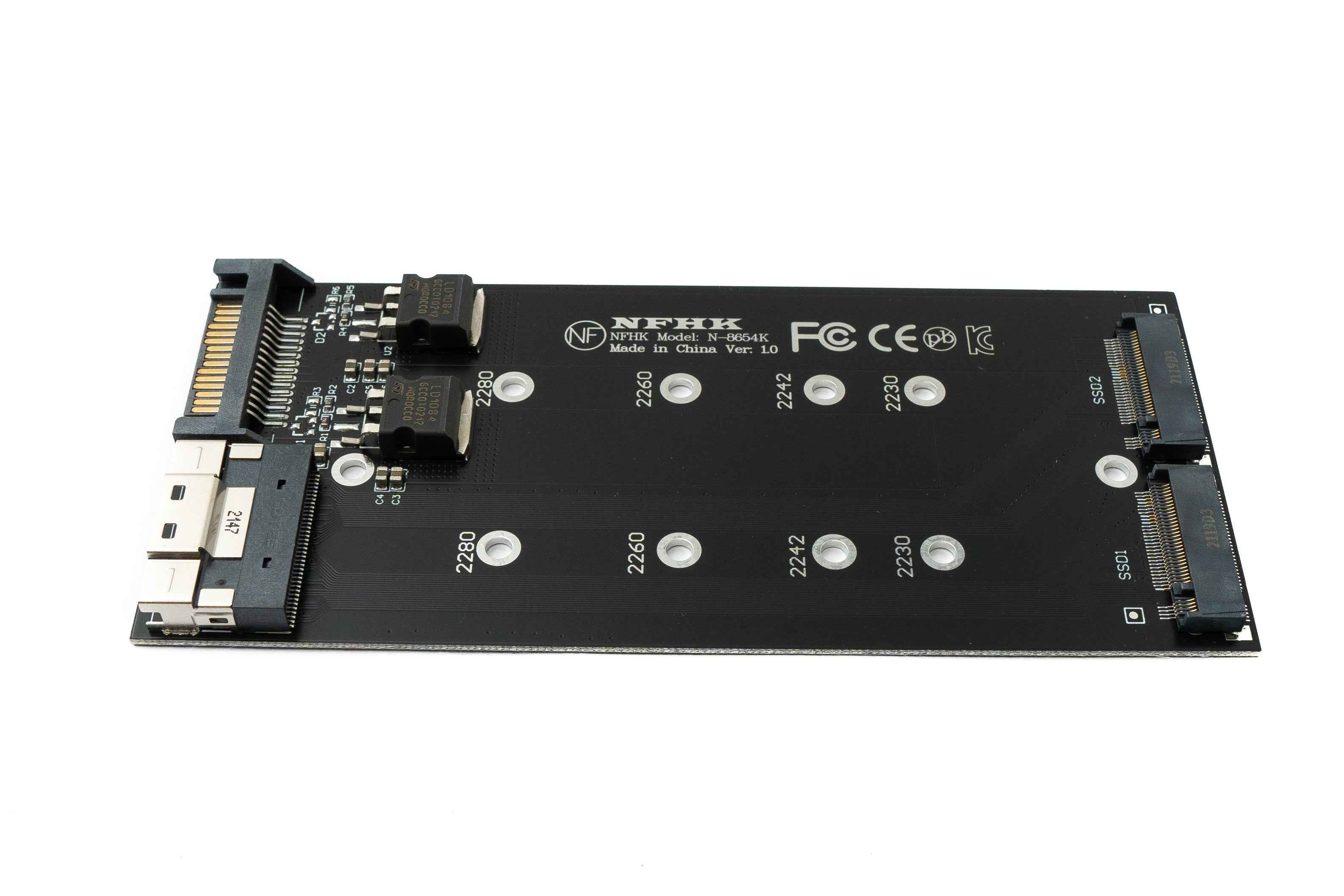 SYSTEM-S NVME M.2 Adapter 2x AHCI zu PCIE Express 3 4.0 Slimline SFF-8654 8X Raid Card