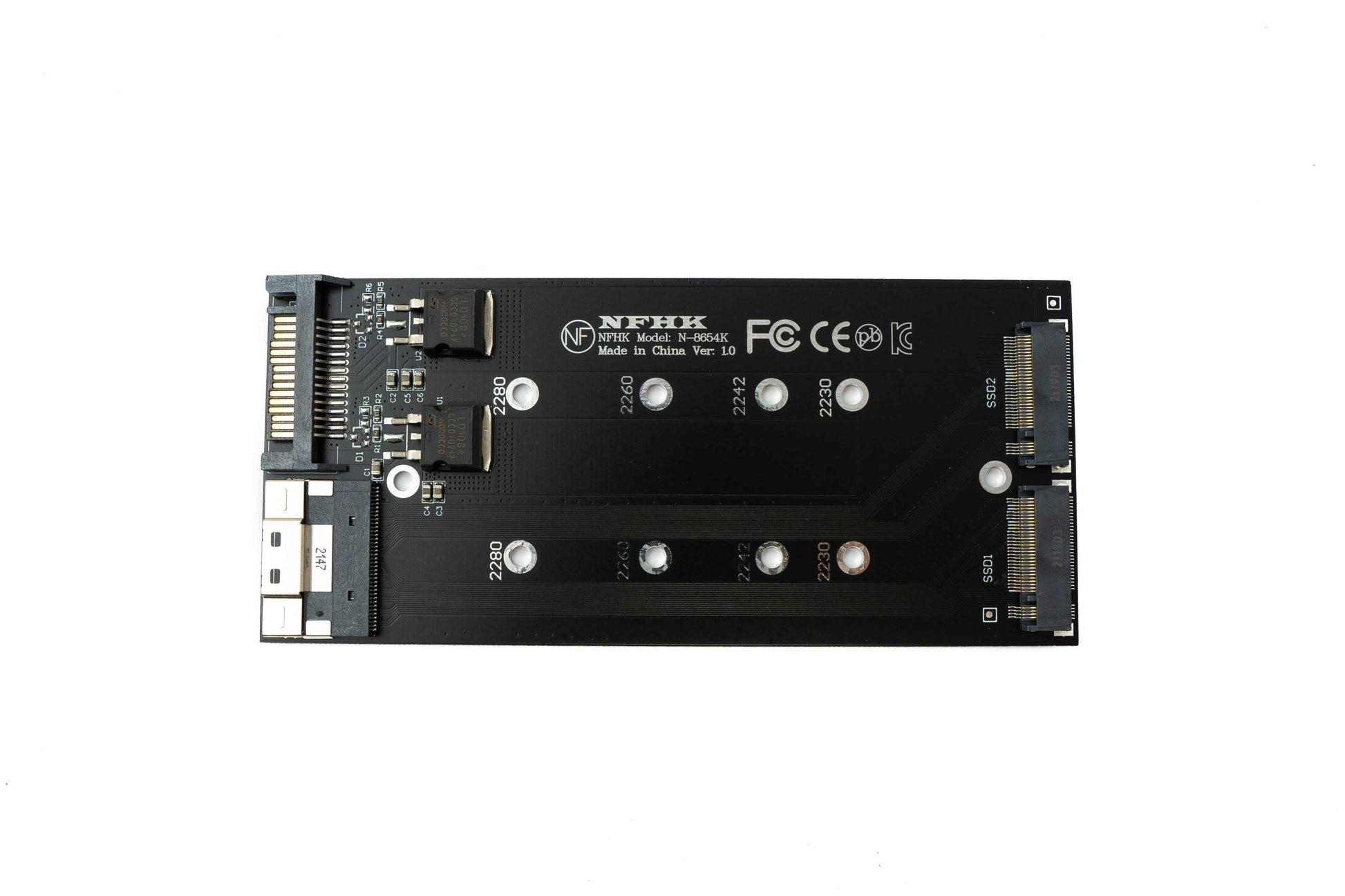 SYSTEM-S NVME M.2 Adapter 2x AHCI zu PCIE Express 3 4.0 Slimline SFF-8654 8X Raid Card