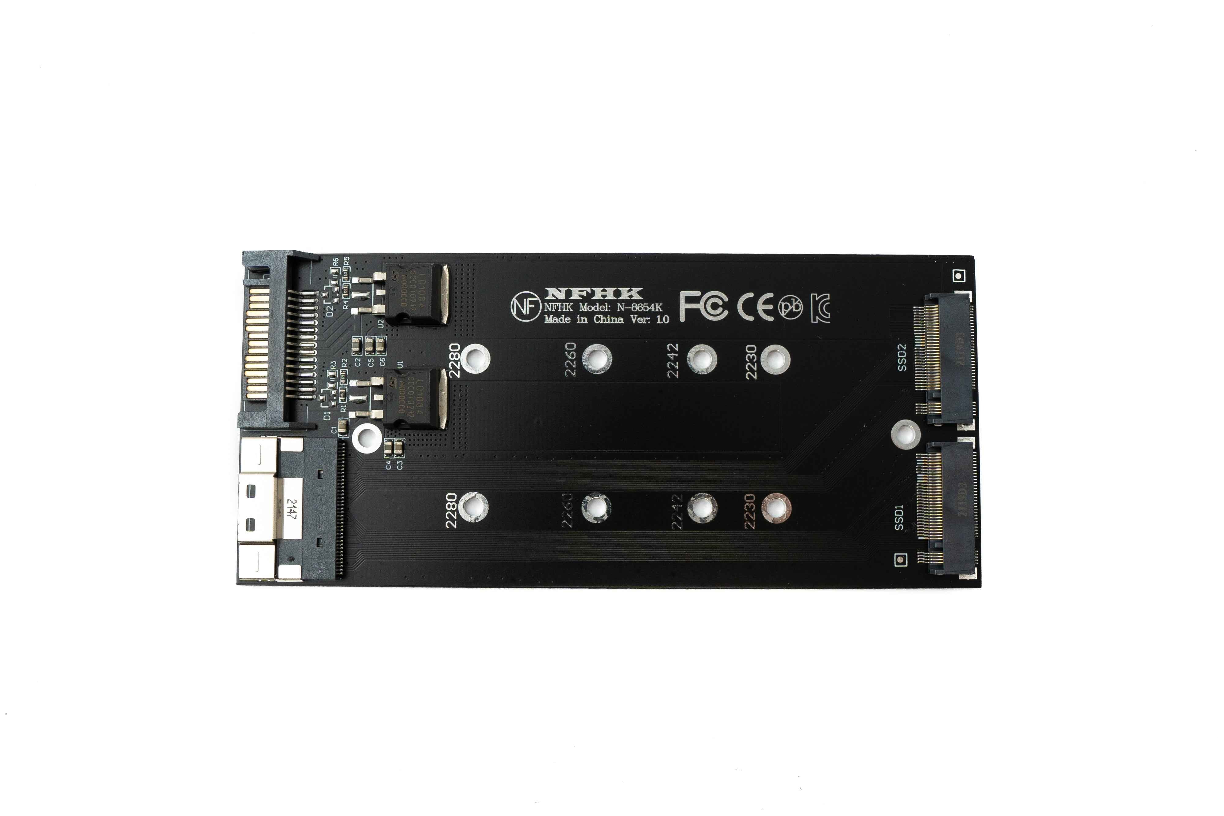 SYSTEM-S NVME M.2 Adapter 2x AHCI zu PCIE Express 3 4.0 Slimline SFF-8654 8X Raid Card