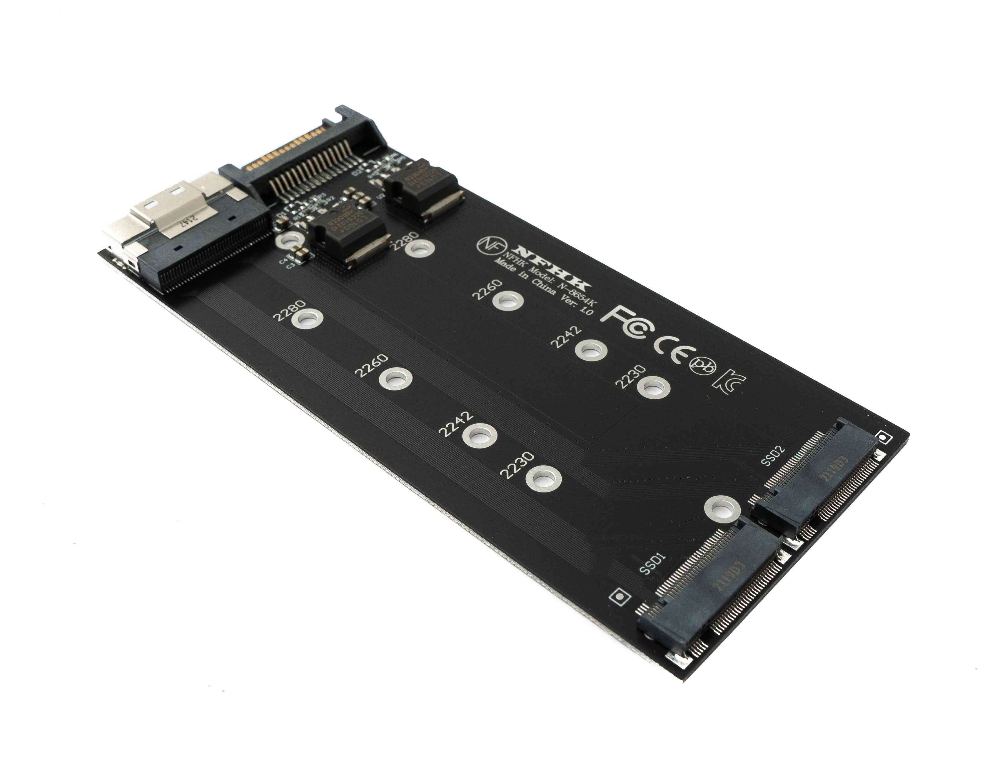 SYSTEM-S NVME M.2 Adapter 2x AHCI zu PCIE Express 3 4.0 Slimline SFF-8654 8X Raid Card