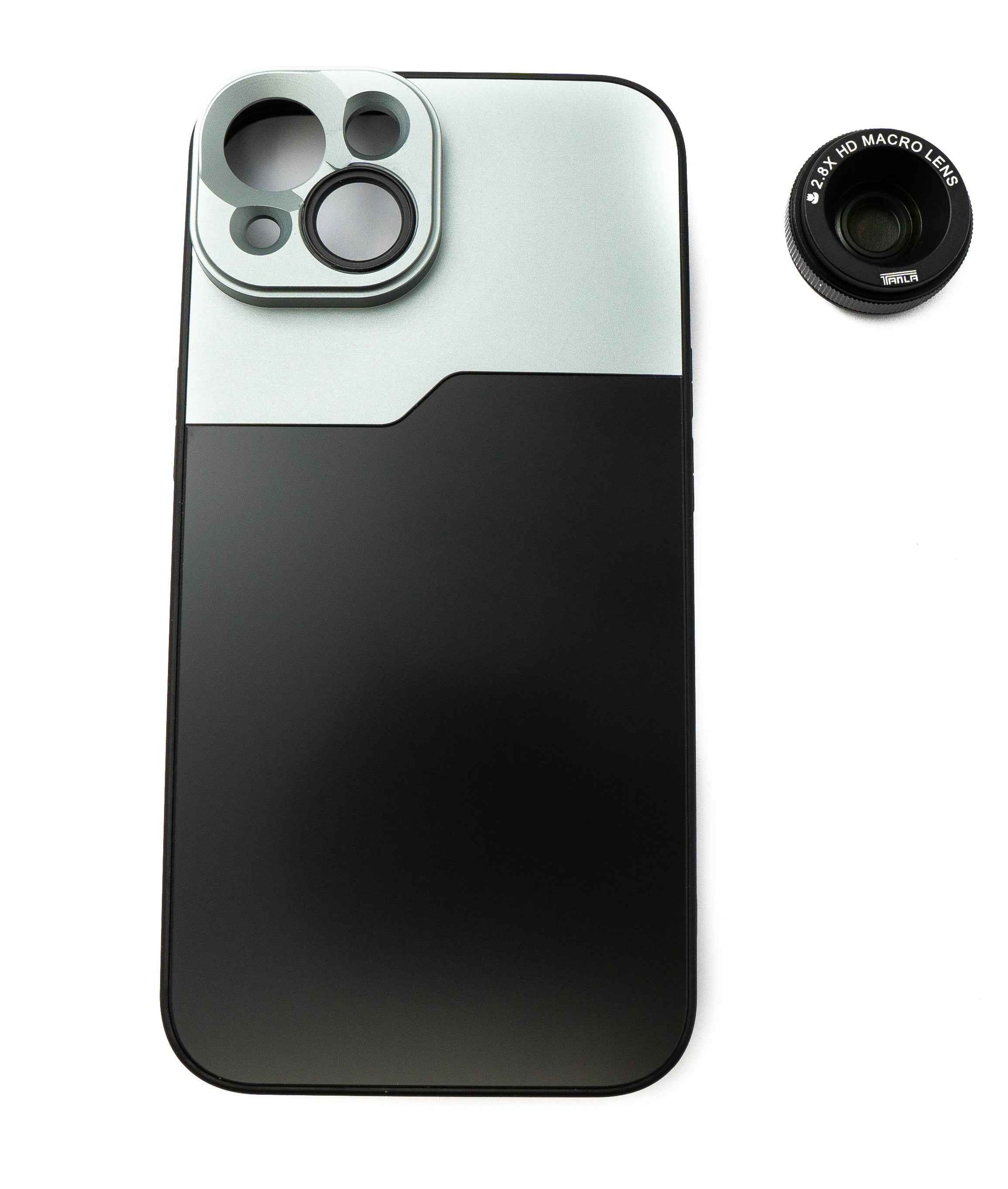 SYSTEM-S Makro Linse 2.8x HD Filter mit Hülle in Schwarz für iPhone 14
