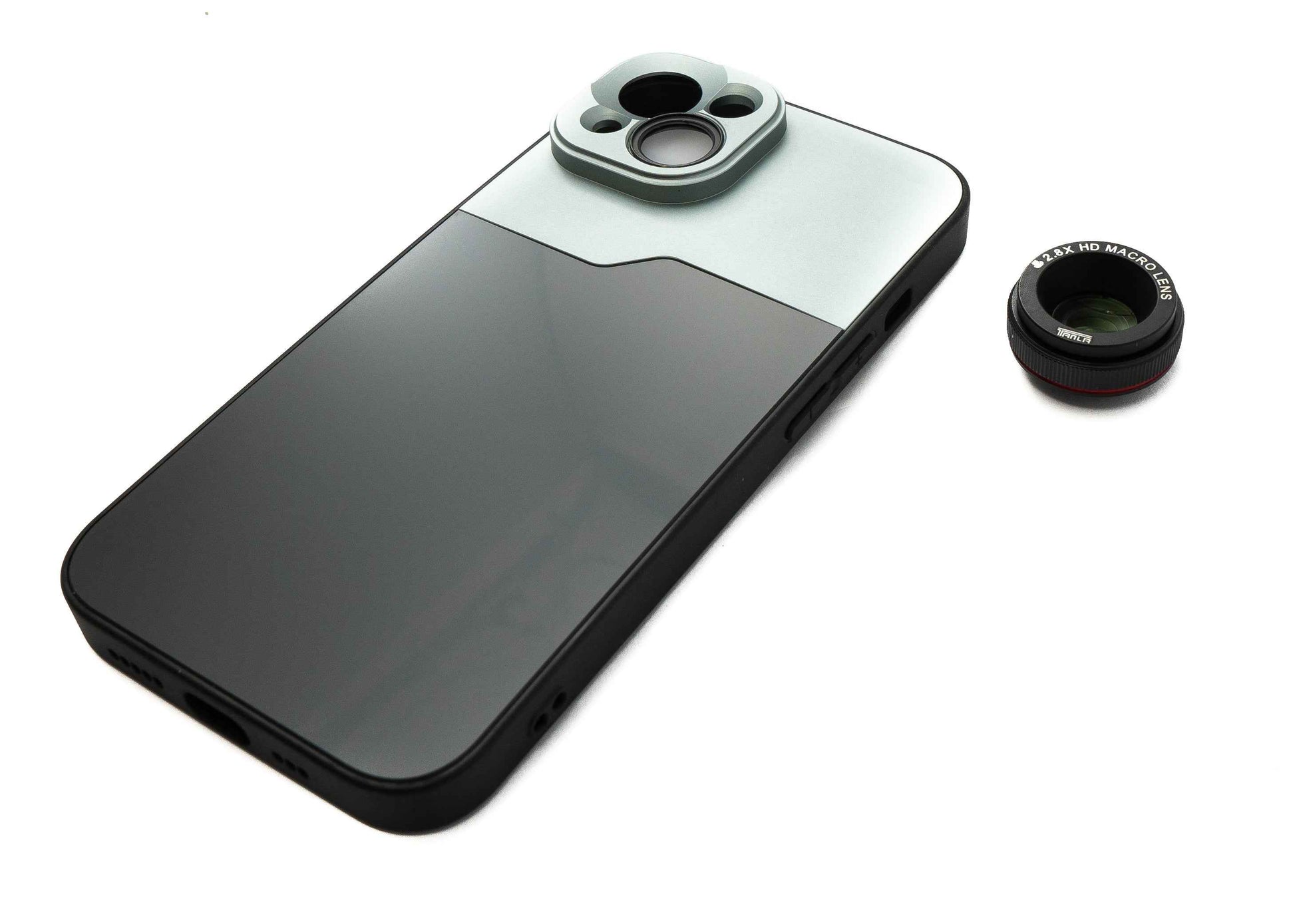 SYSTEM-S Makro Linse 2.8x HD Filter mit Hülle in Schwarz für iPhone 14