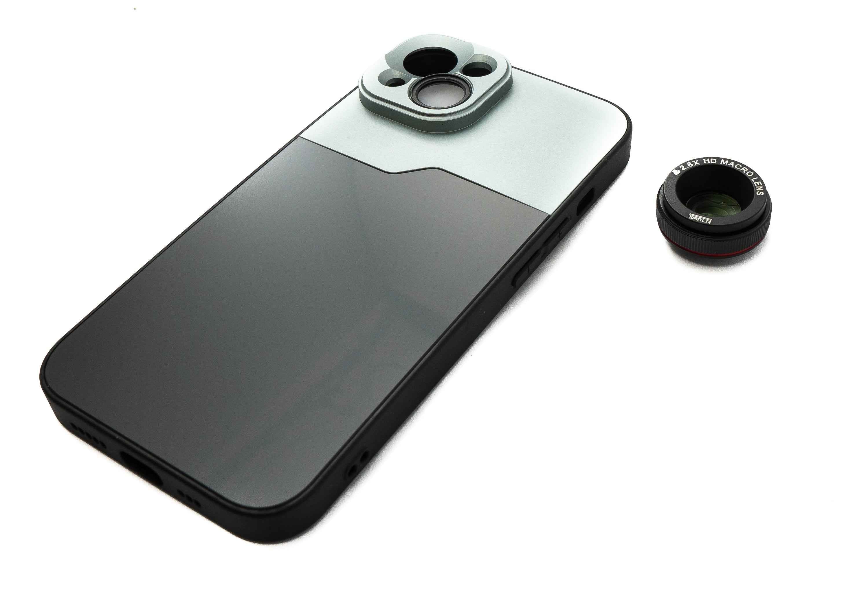 SYSTEM-S Makro Linse 2.8x HD Filter mit Hülle in Schwarz für iPhone 14