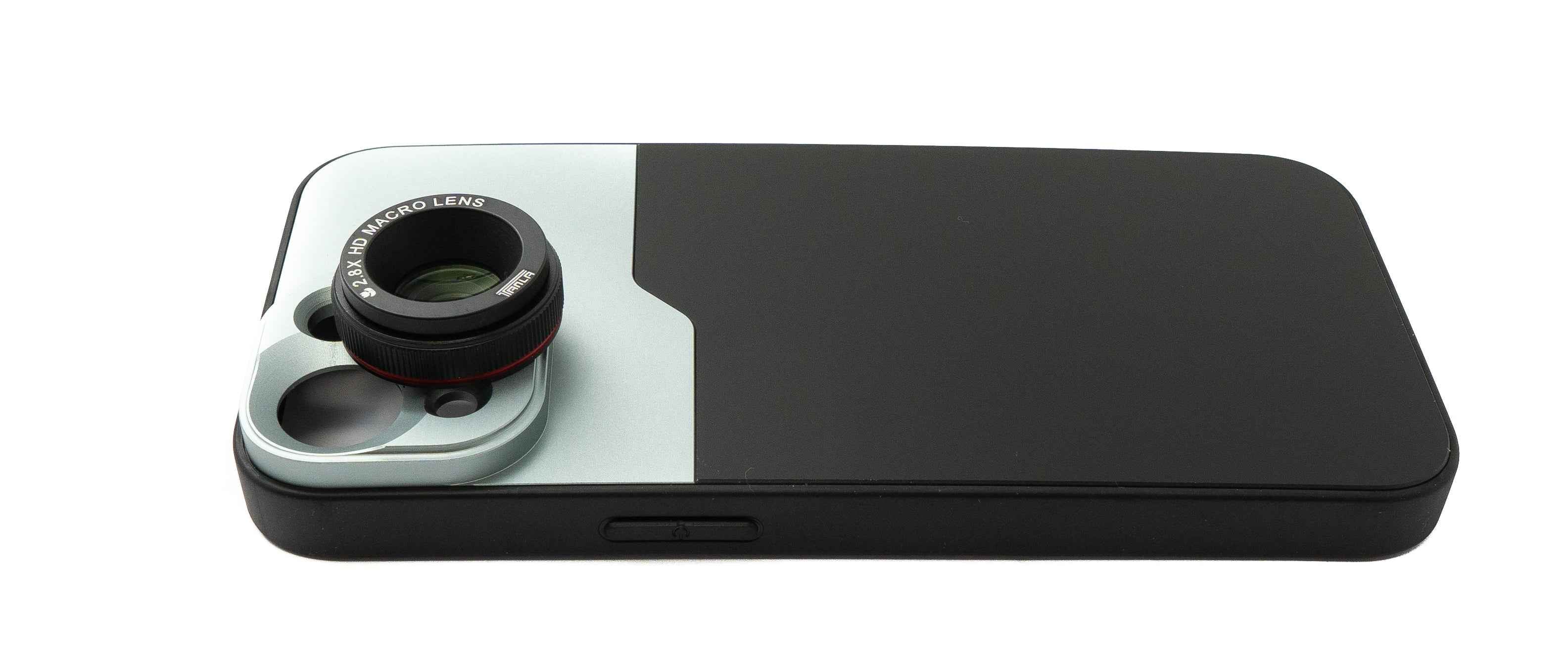 SYSTEM-S Makro Linse 2.8x HD Filter mit Hülle in Schwarz für iPhone 14