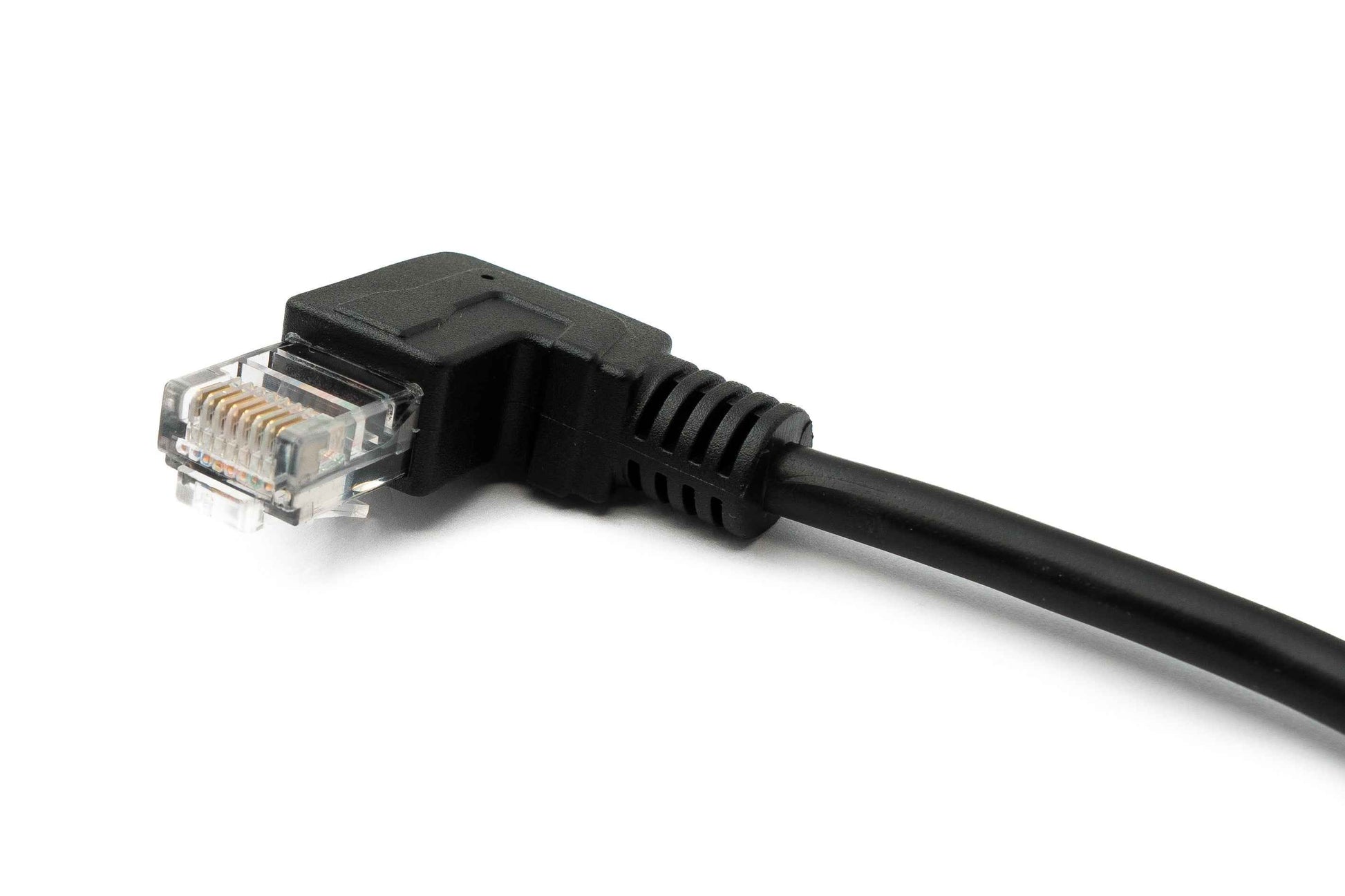 SYSTEM-S LAN Kabel 30 cm RJ45 Stecker zu 8 pin Terminalblock Winkel in Schwarz