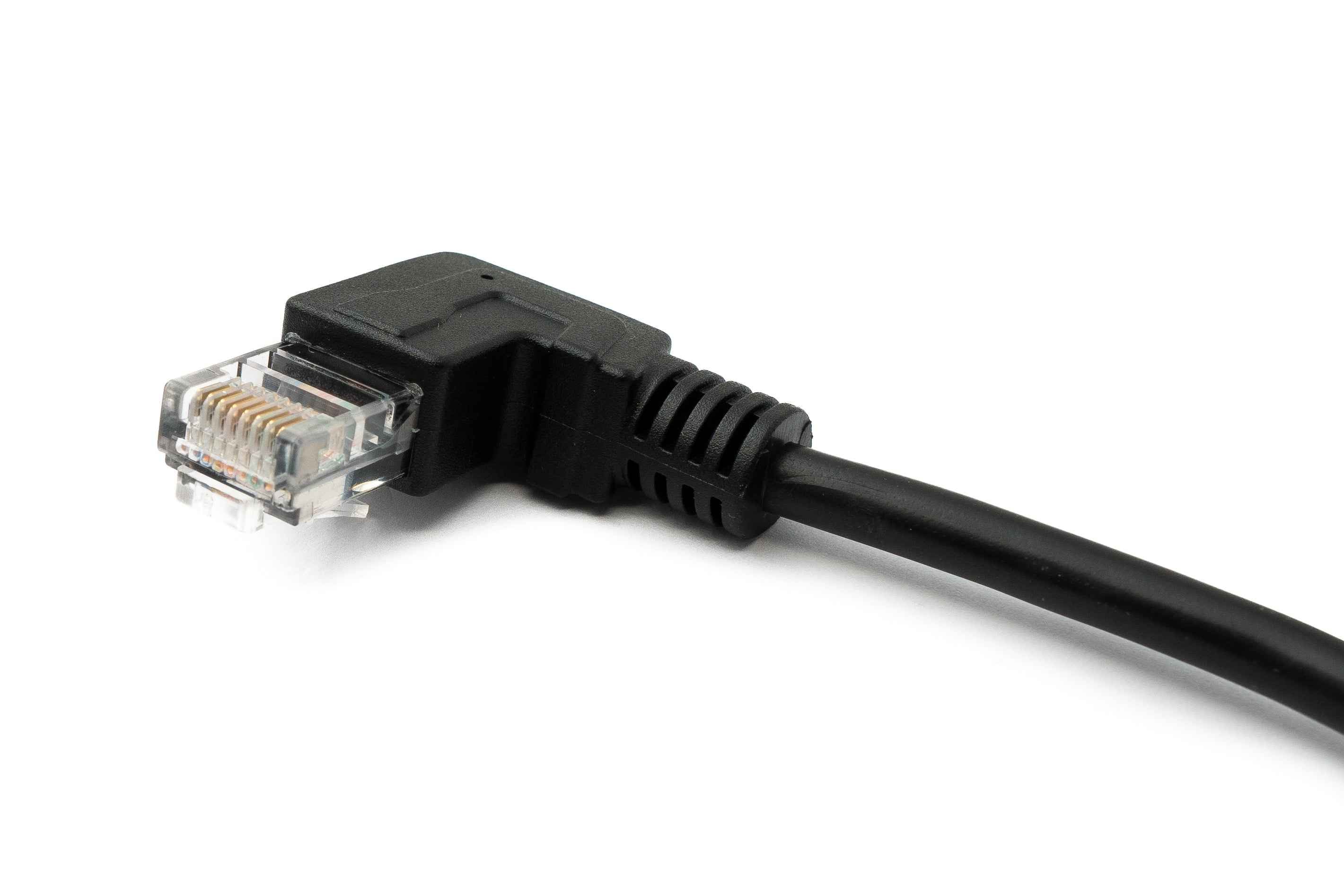 SYSTEM-S LAN Kabel 30 cm RJ45 Stecker zu 8 pin Terminalblock Winkel in Schwarz