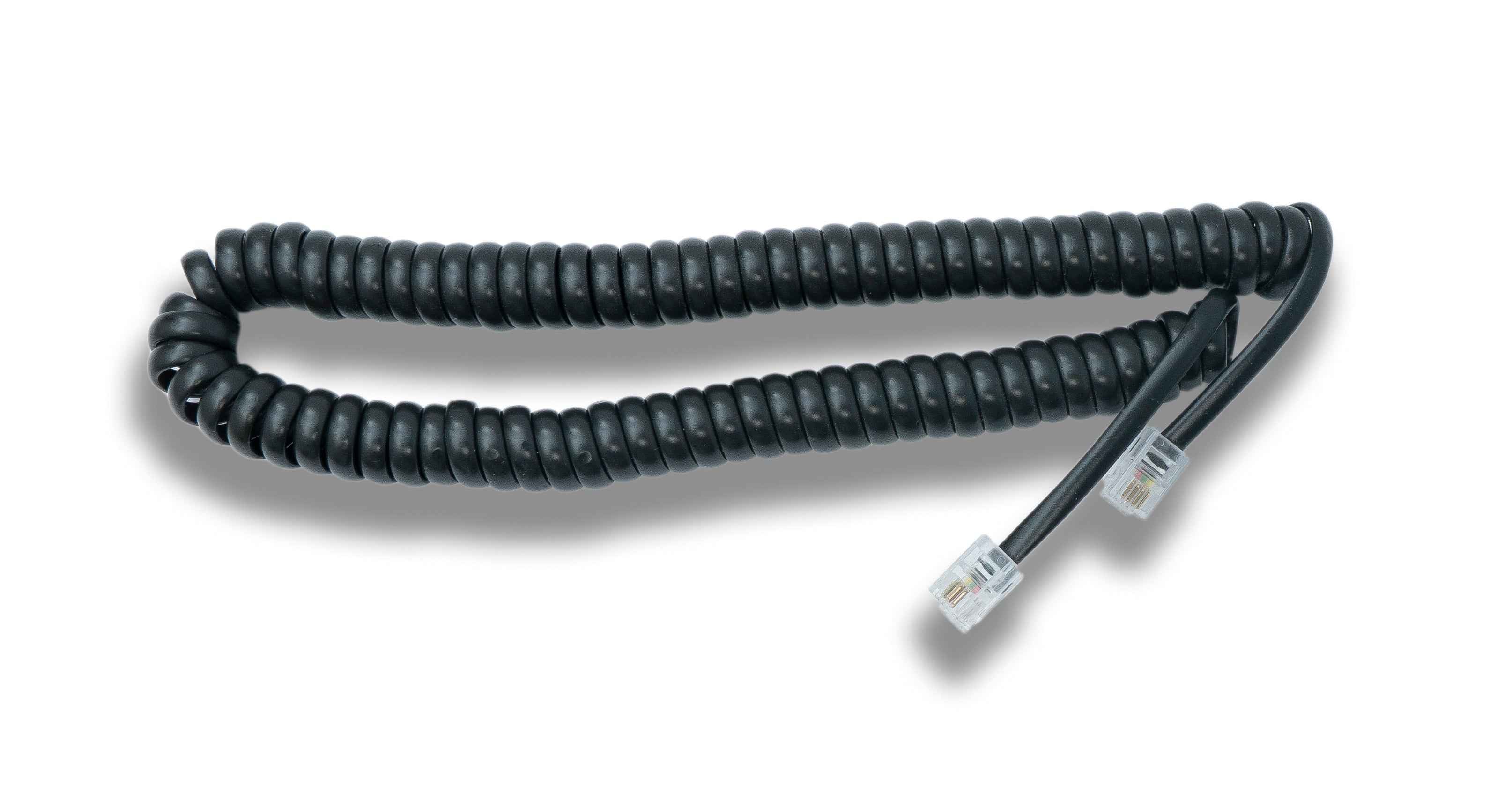 SYSTEM-S Festnetz Kabel 3 m 4P4C RJ9 Stecker zu Stecker Spirale in Schwarz