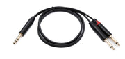 SYSTEM-S Audio Y Klinke Kabel 100 cm 2x 6,35 mm 2 polig Stecker zu 1x Stecker AUX