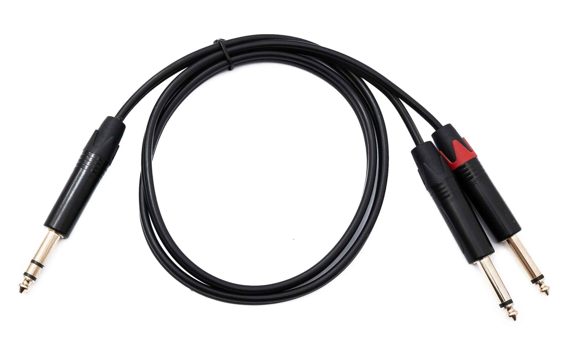 SYSTEM-S Audio Y Klinke Kabel 100 cm 2x 6,35 mm 2 polig Stecker zu 1x Stecker AUX