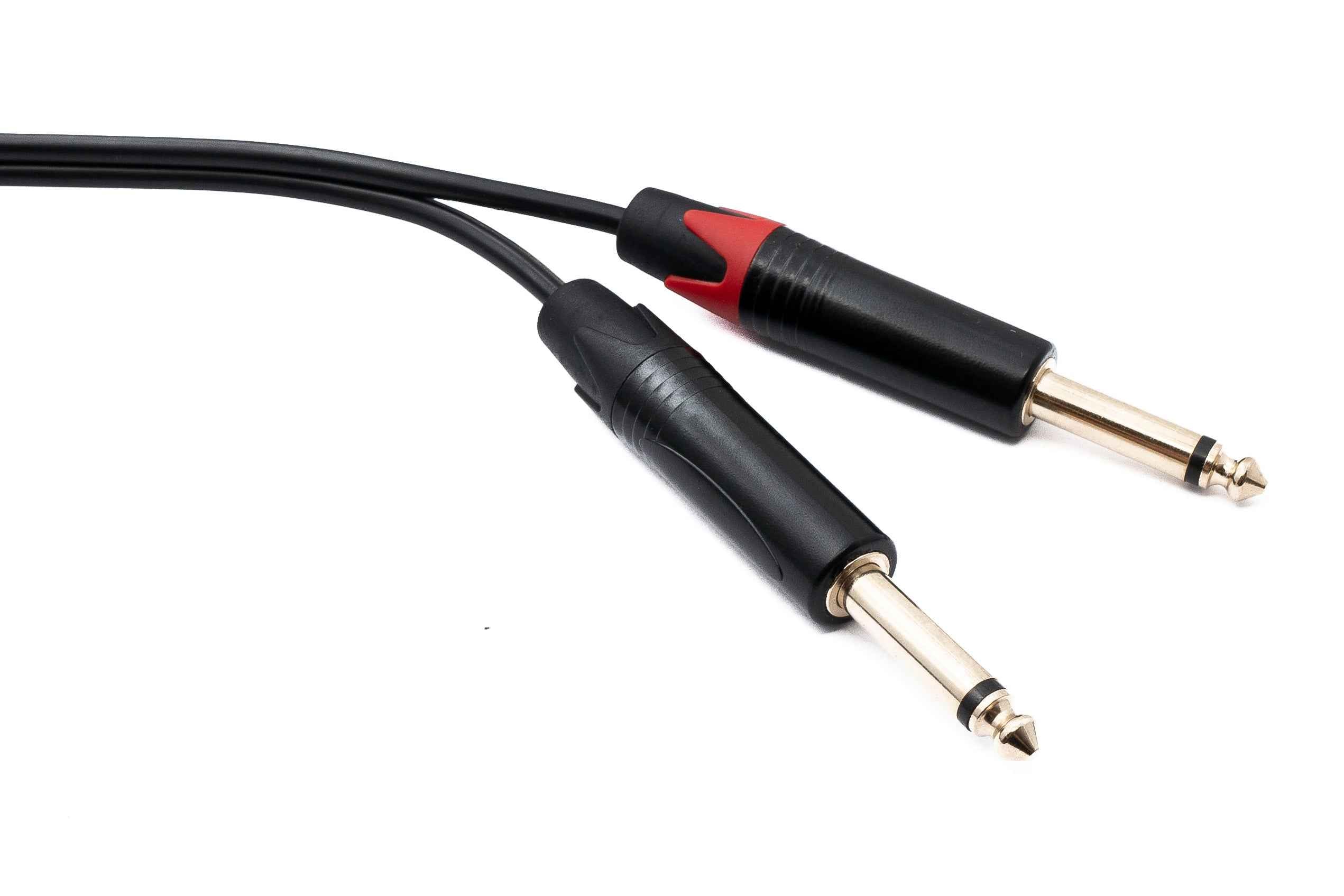 SYSTEM-S Audio Y Klinke Kabel 100 cm 2x 6,35 mm 2 polig Stecker zu 1x Stecker AUX