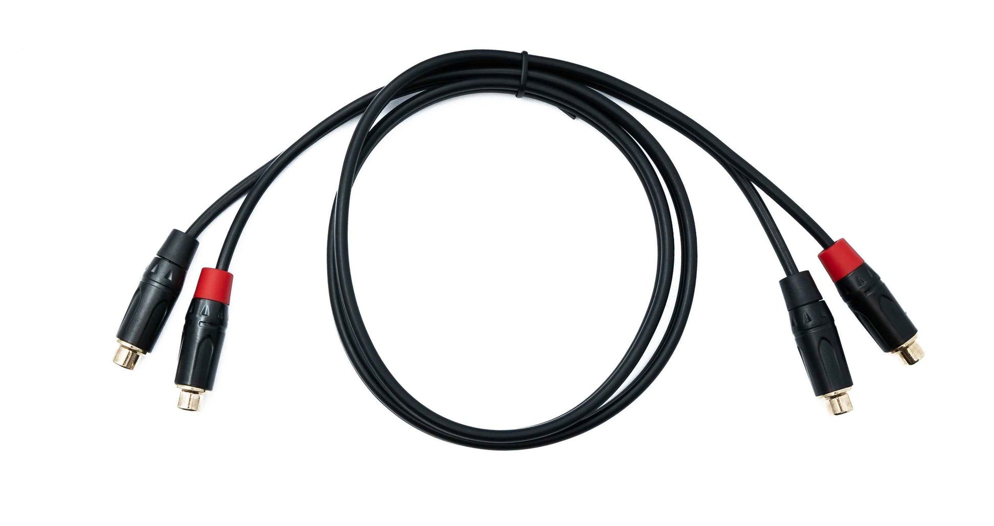 SYSTEM-S Audio Cinch 2 RCA Kabel 100 cm 2 polig Buchse zu Buchse in Schwarz