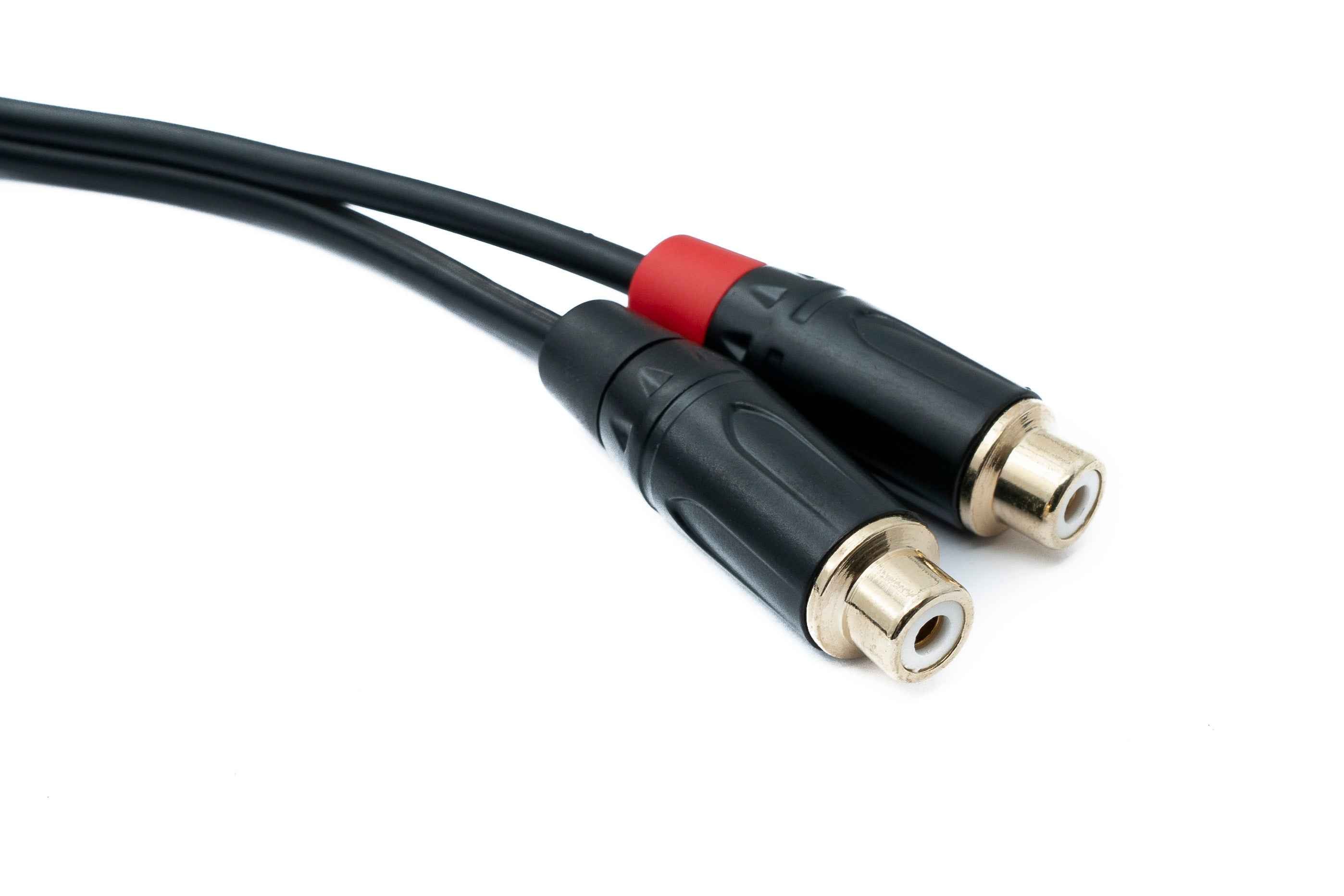 SYSTEM-S Audio Cinch 2 RCA Kabel 100 cm 2 polig Buchse zu Buchse in Schwarz