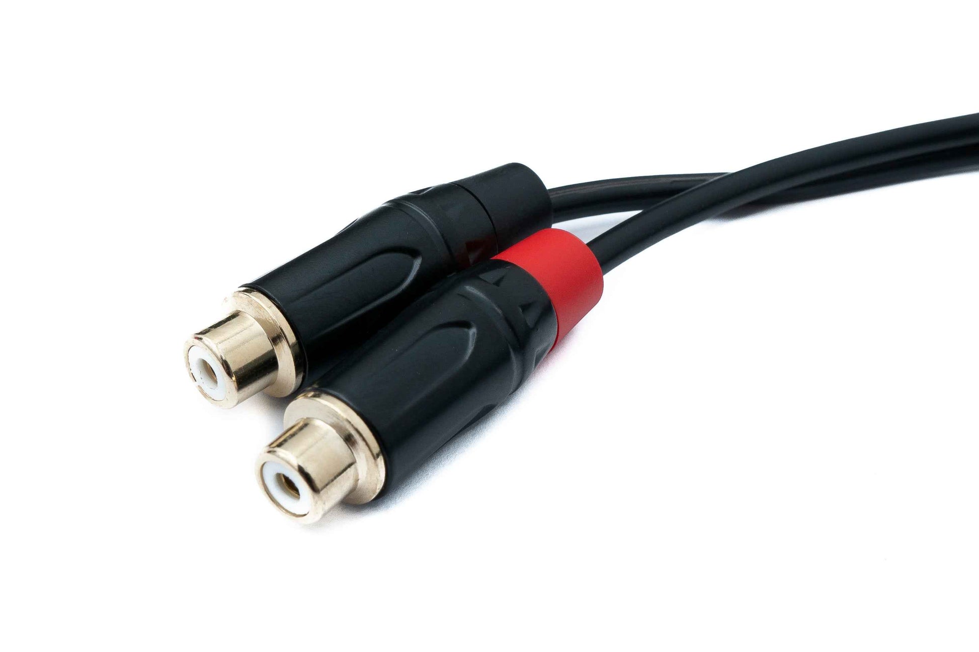 SYSTEM-S Audio Cinch 2 RCA Kabel 100 cm 2 polig Buchse zu Buchse in Schwarz