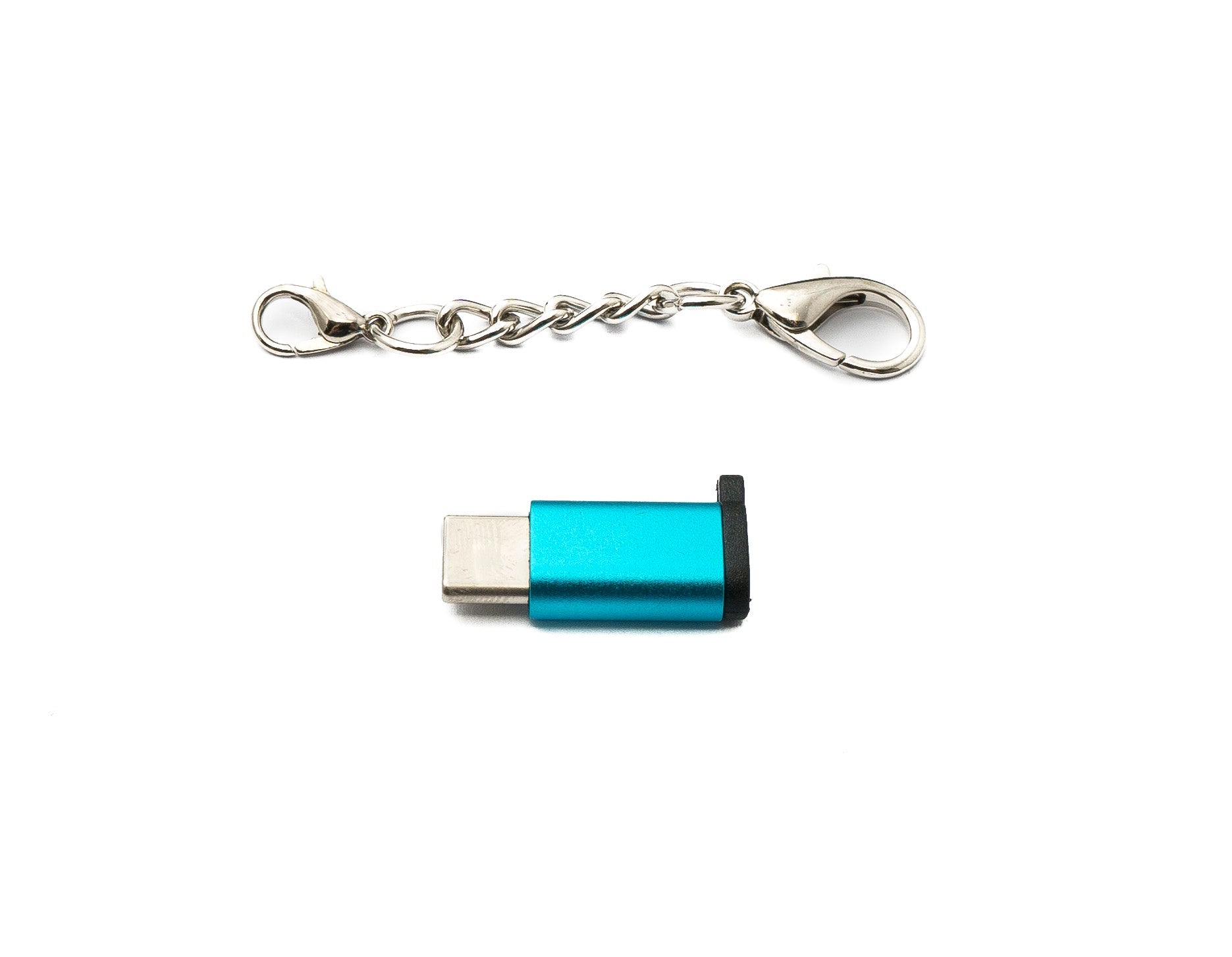 USB-Adapter USB-C Stecker auf Micro-B Buchse blau 2,4 cm mit Kette 86959919