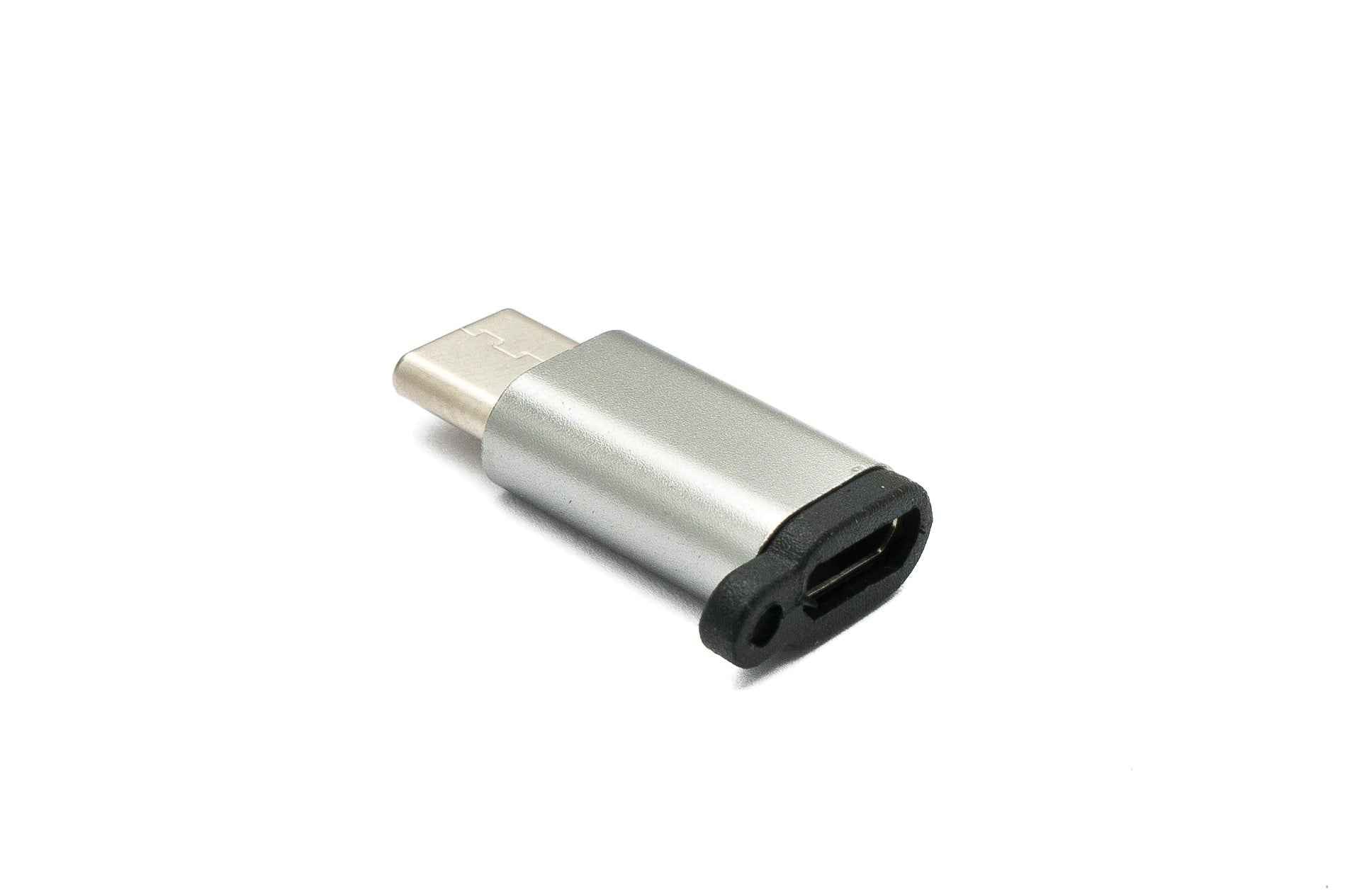 SYSTEM-S USB 3.1 Adapter Typ C Stecker zu 2.0 Micro B Buchse Kette in Grau