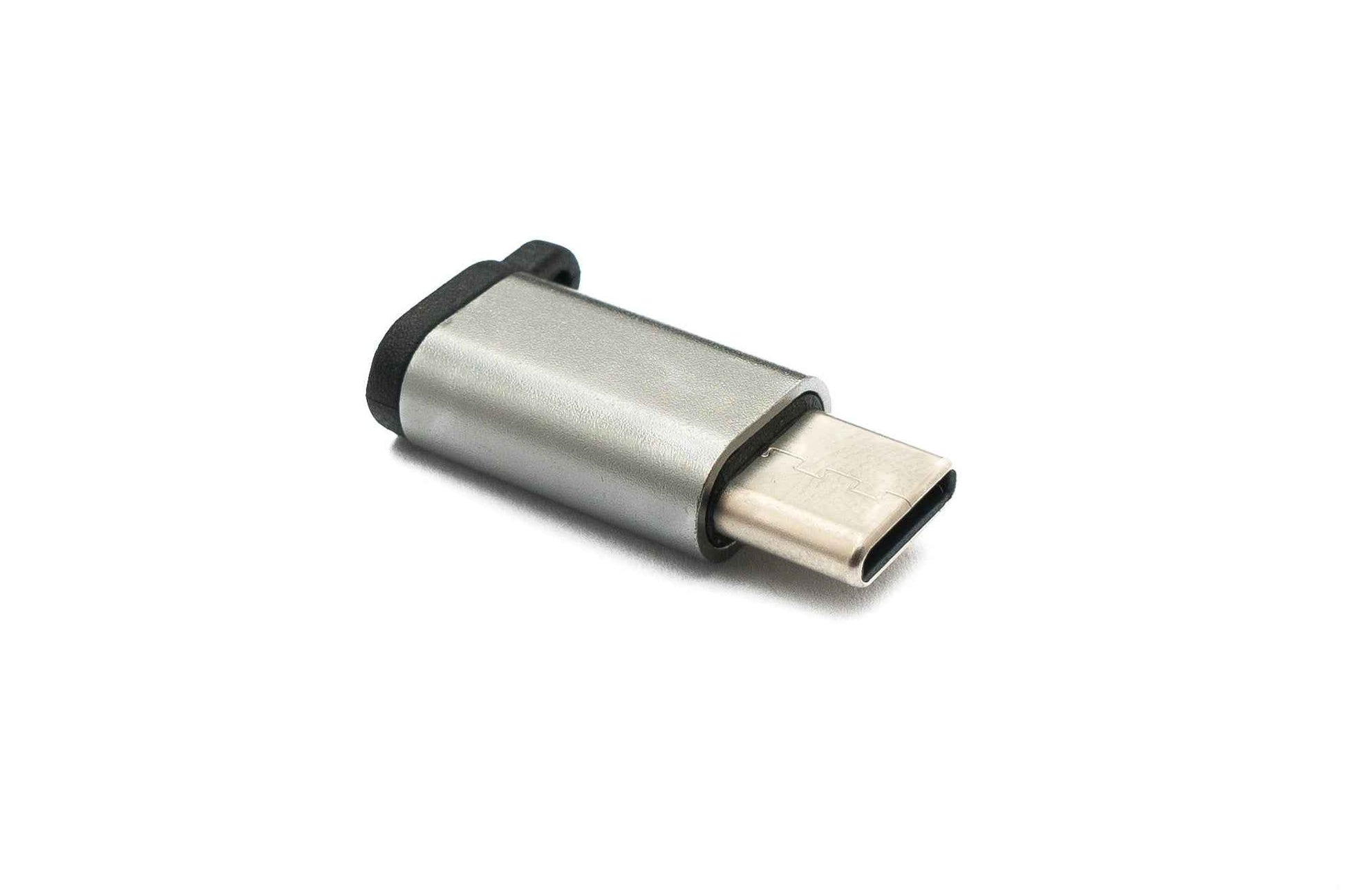 SYSTEM-S USB 3.1 Adapter Typ C Stecker zu 2.0 Micro B Buchse Kette in Grau