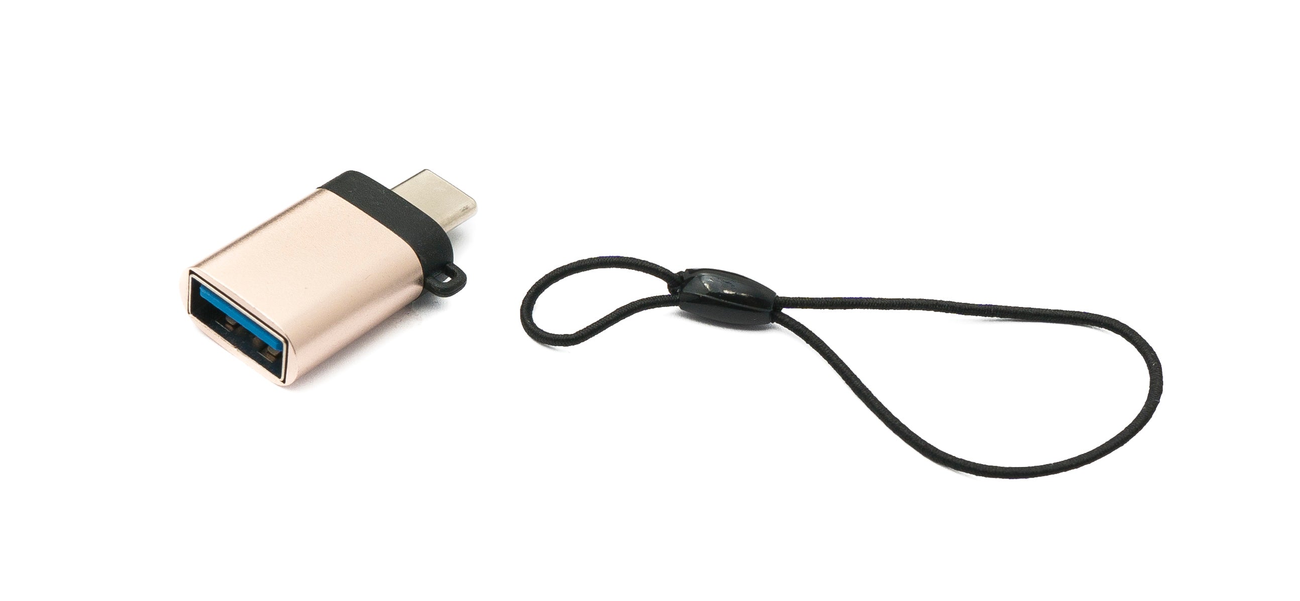 USB-Adapter USB-C Stecker auf USB-A Buchse 3.1 rosa-gelb mit Schlaufe 86959617