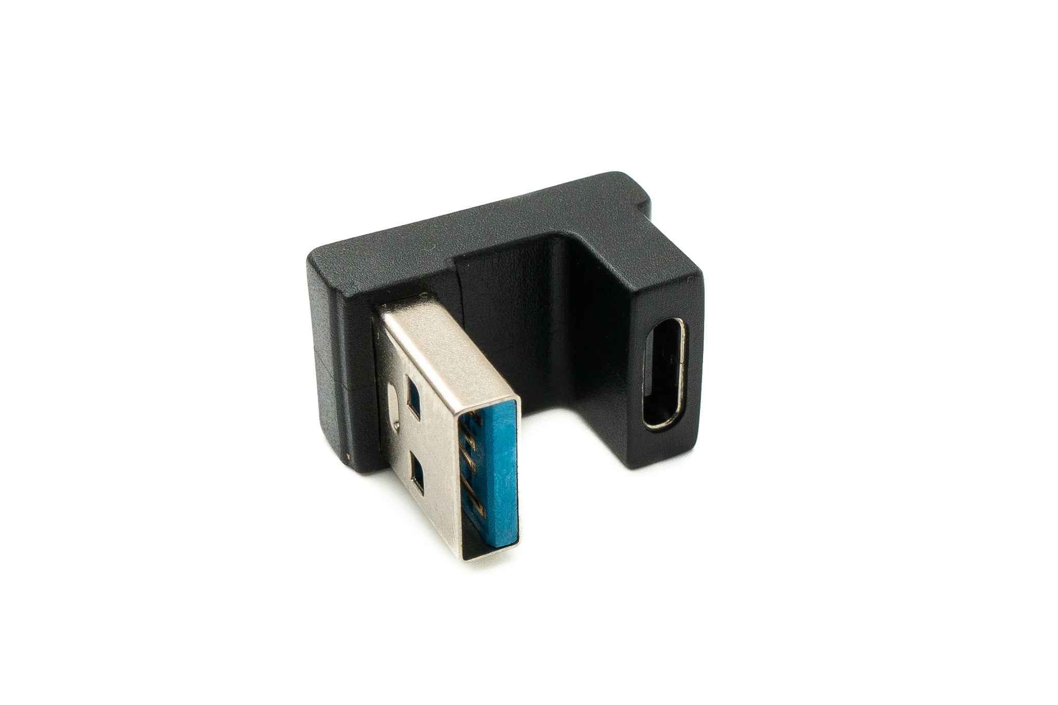 SYSTEM-S USB 3.1 Gen 2 U Turn 180° Adapter Typ C Buchse zu 3.0 Typ A Stecker in Schwarz