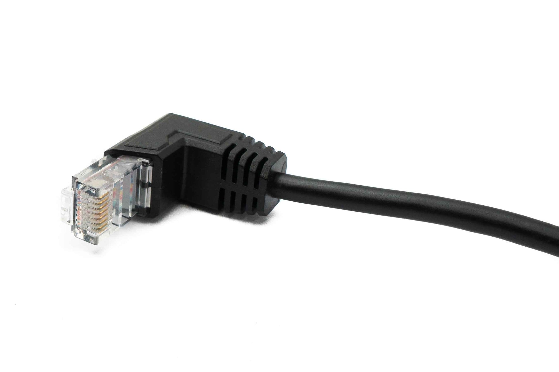 SYSTEM-S LAN Kabel 30 cm RJ45 Stecker zu 8 pin Terminalblock Winkel in Schwarz