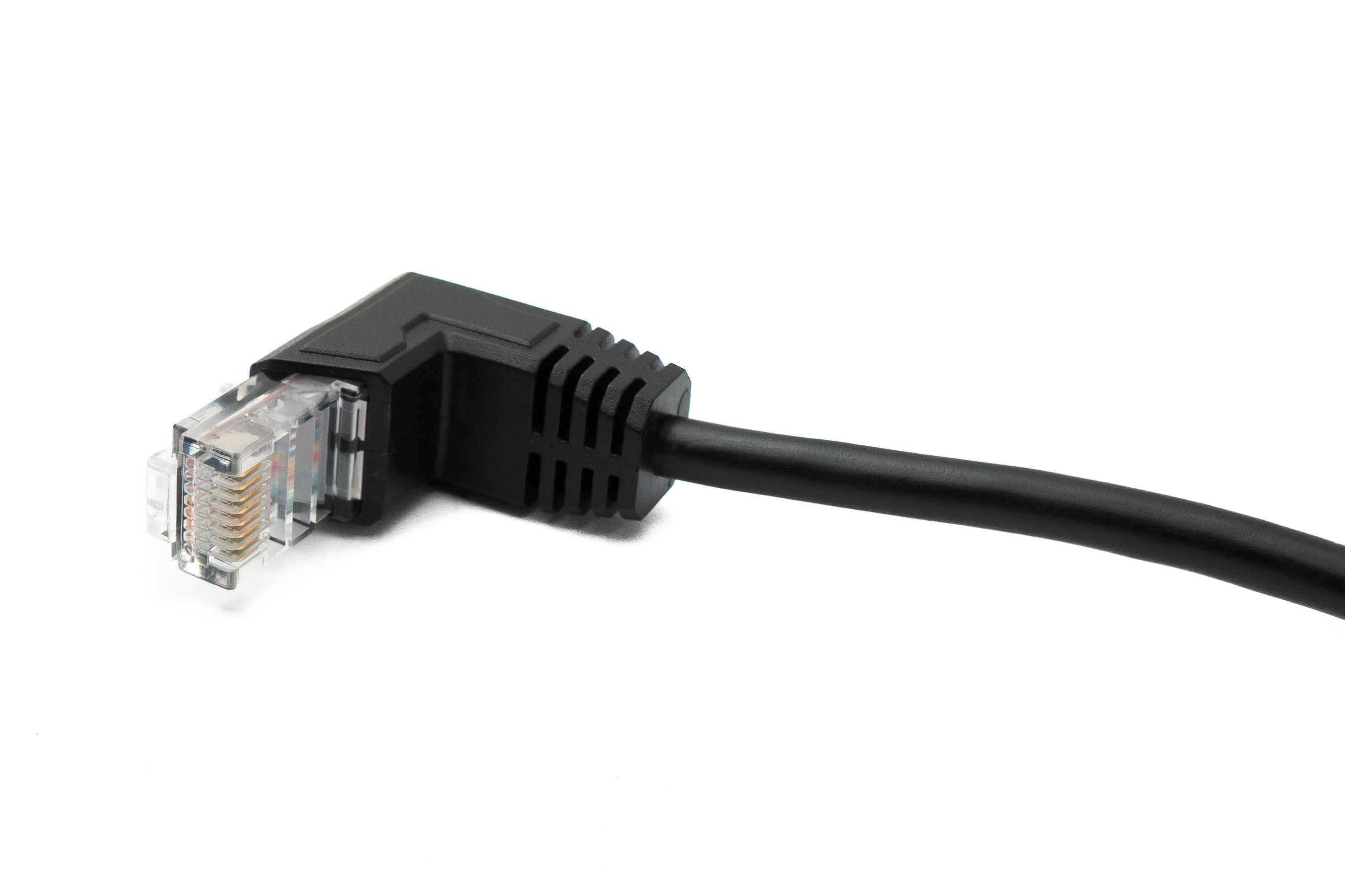 SYSTEM-S LAN Kabel 30 cm RJ45 Stecker zu 8 pin Terminalblock Winkel in Schwarz