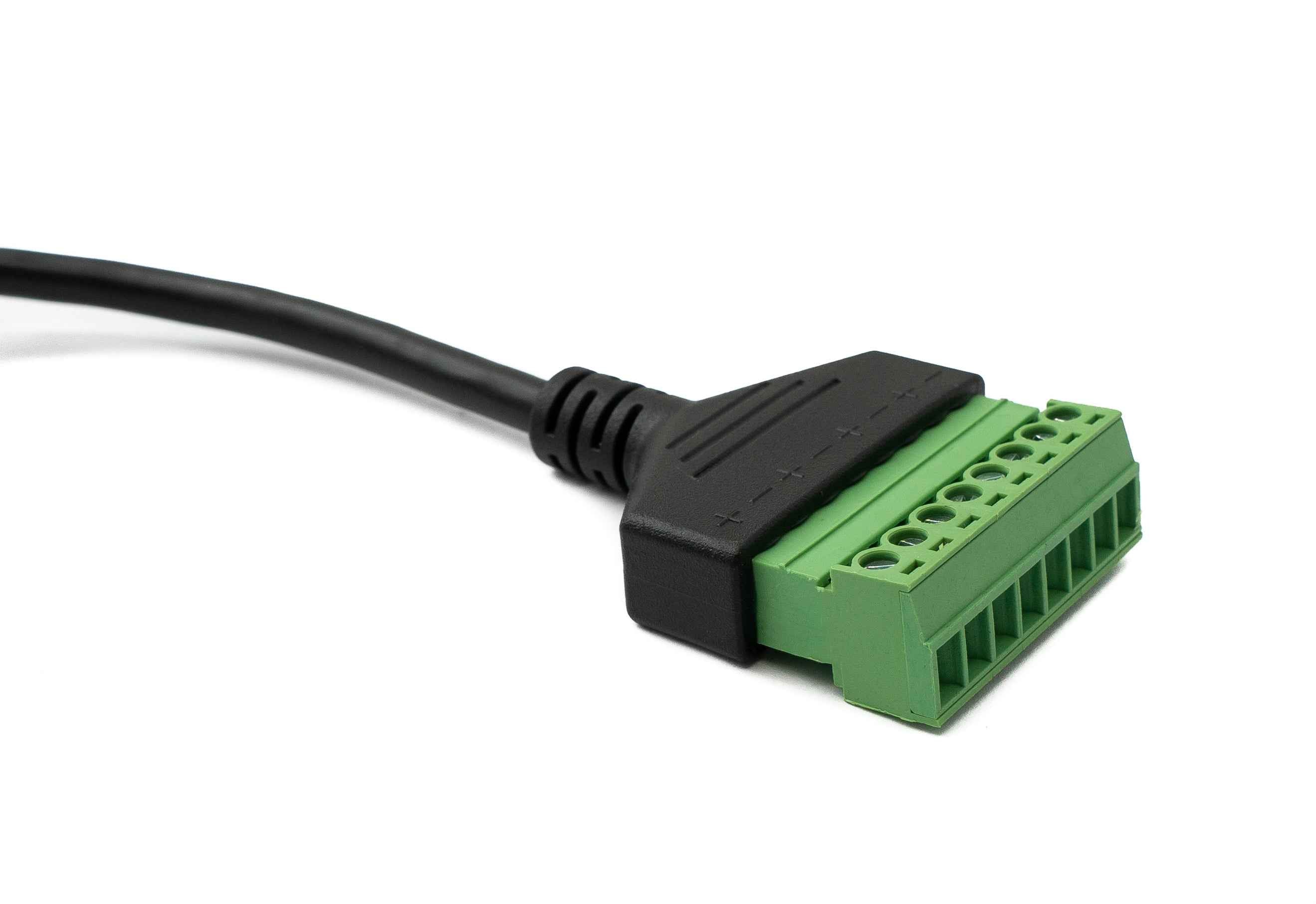 SYSTEM-S LAN Kabel 30 cm RJ45 Stecker zu 8 pin Terminalblock Winkel in Schwarz