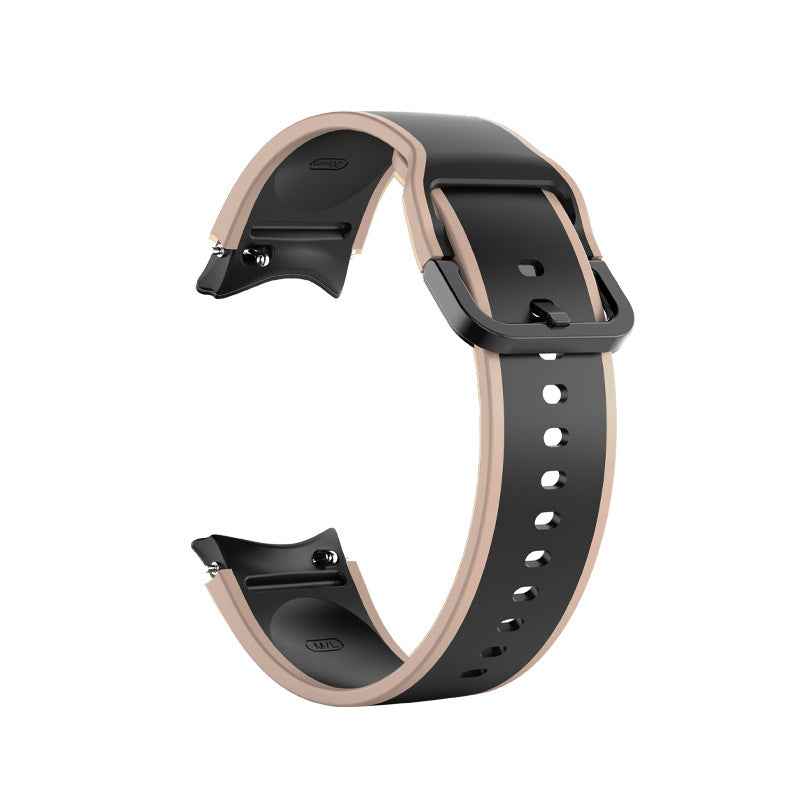 SYSTEM-S Armband 20 mm aus Silikon für Samsung Galaxy Watch 5 4 Smartwatch Beige Schwarz