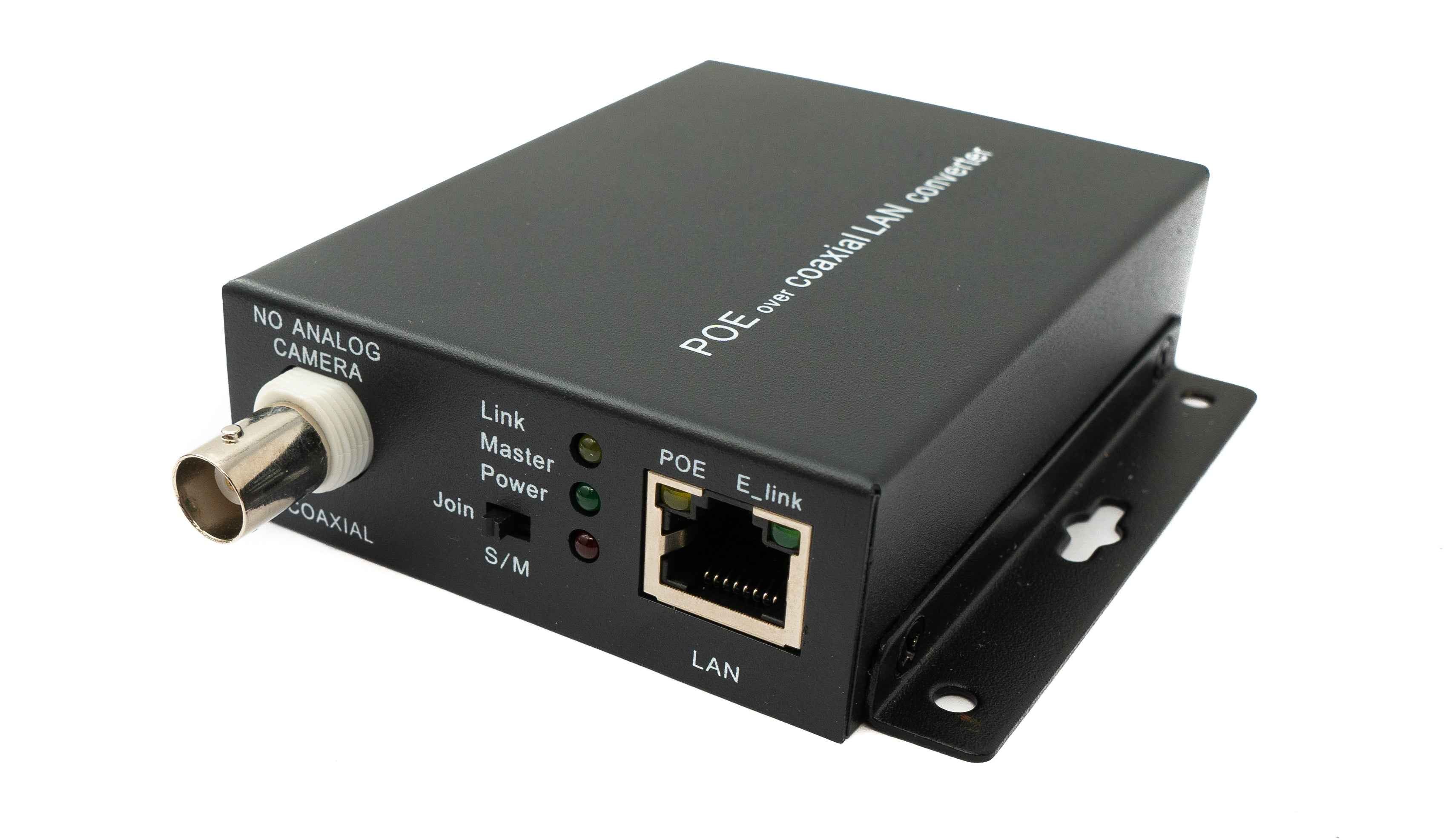 SYSTEM-S 75 Ohm IP Extender Set LAN RJ45 zu BNC Koaxialkabel in Schwarz