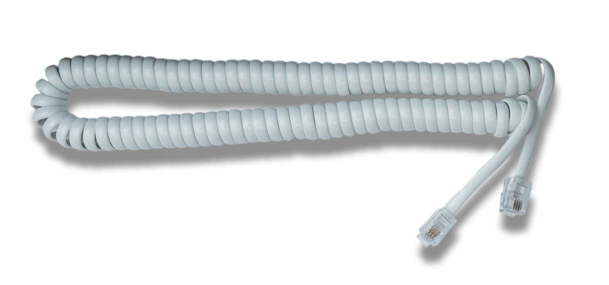 SYSTEM-S Festnetz Kabel 3 m 4P4C RJ9 Stecker zu Stecker Spirale in Weiß