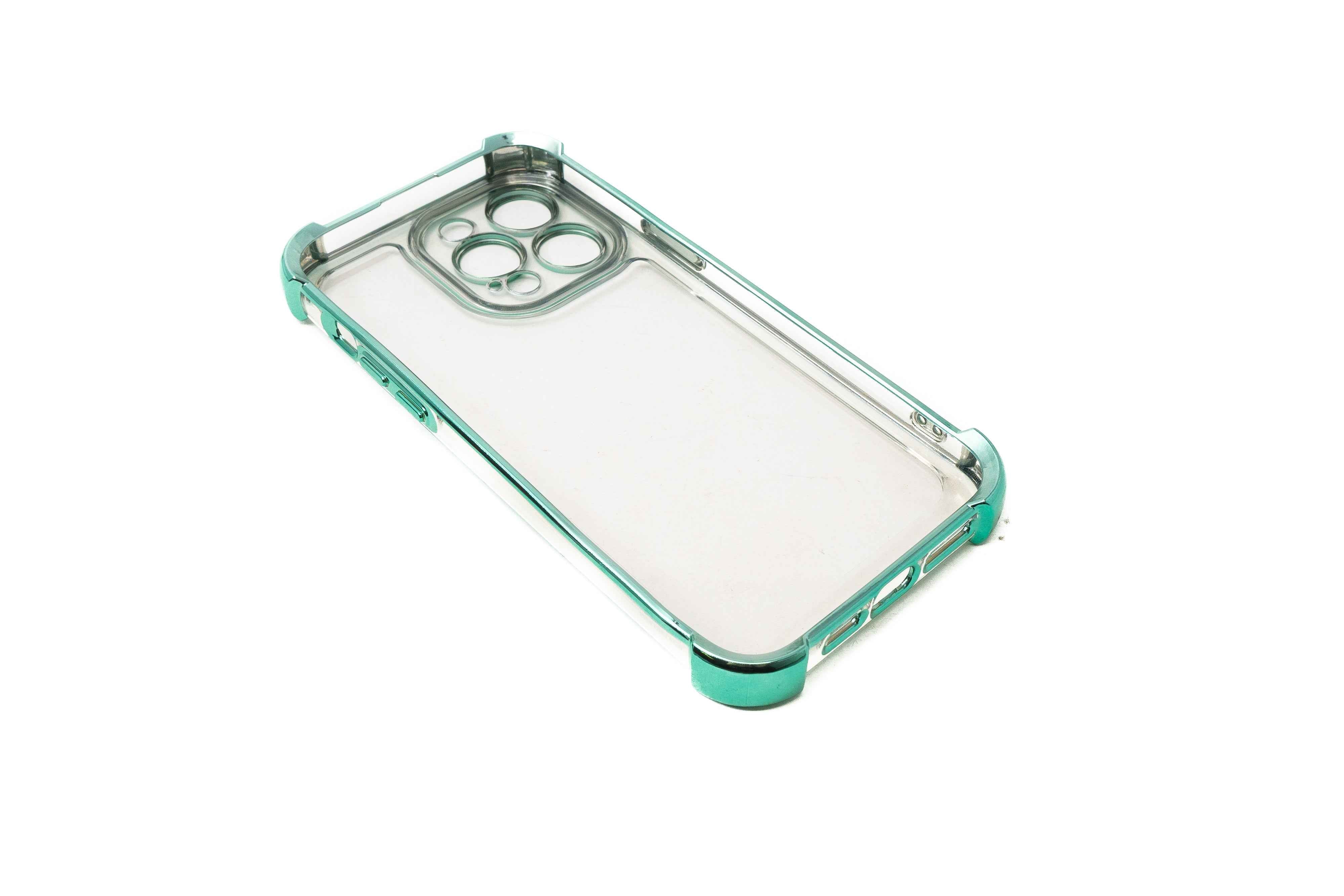SYSTEM-S Schutzhülle stoßfest aus TPU Glanz Grün Transparent Hülle für iPhone 14 Pro Max