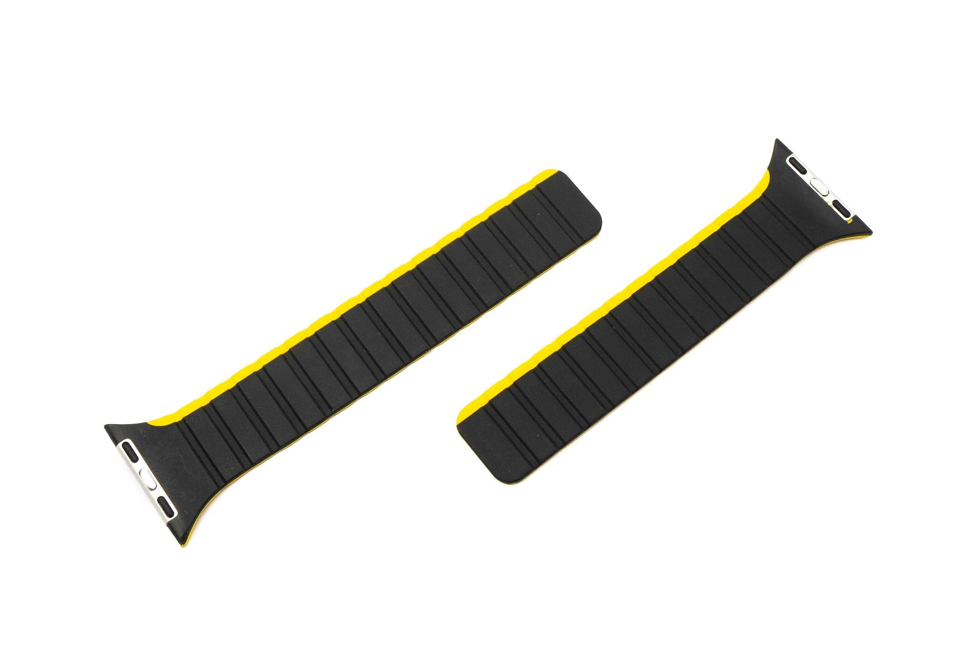 SYSTEM-S Armband 38 40 41 mm aus Silikon flexibel magnetisch für Apple Watch Smartwatch Schwarz Gelb