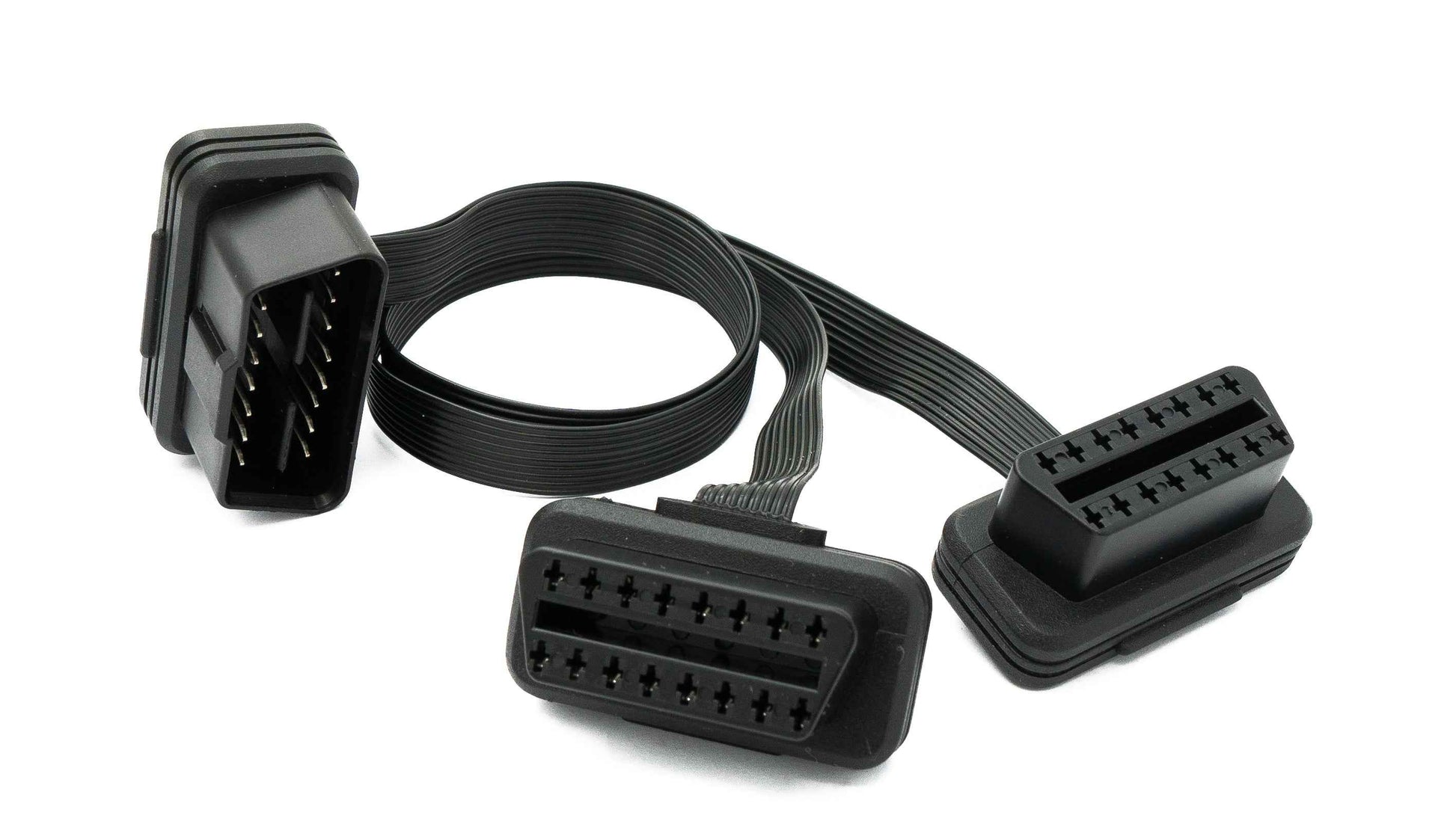 SYSTEM-S OBD Y Kabel 30 cm OBD 2 16pin J1962M Stecker zu 2x J1962F Buchse flach für Auto