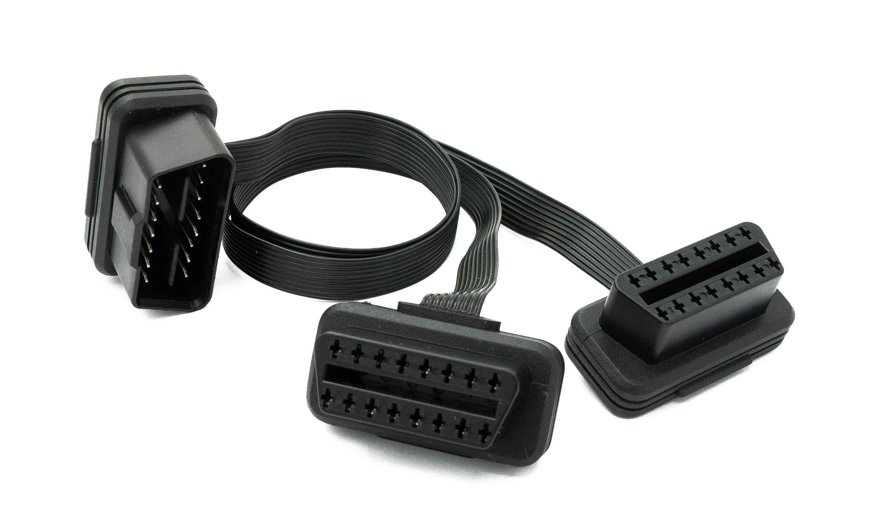 SYSTEM-S OBD Y Kabel 30 cm OBD 2 16pin J1962M Stecker zu 2x J1962F Buchse flach für Auto