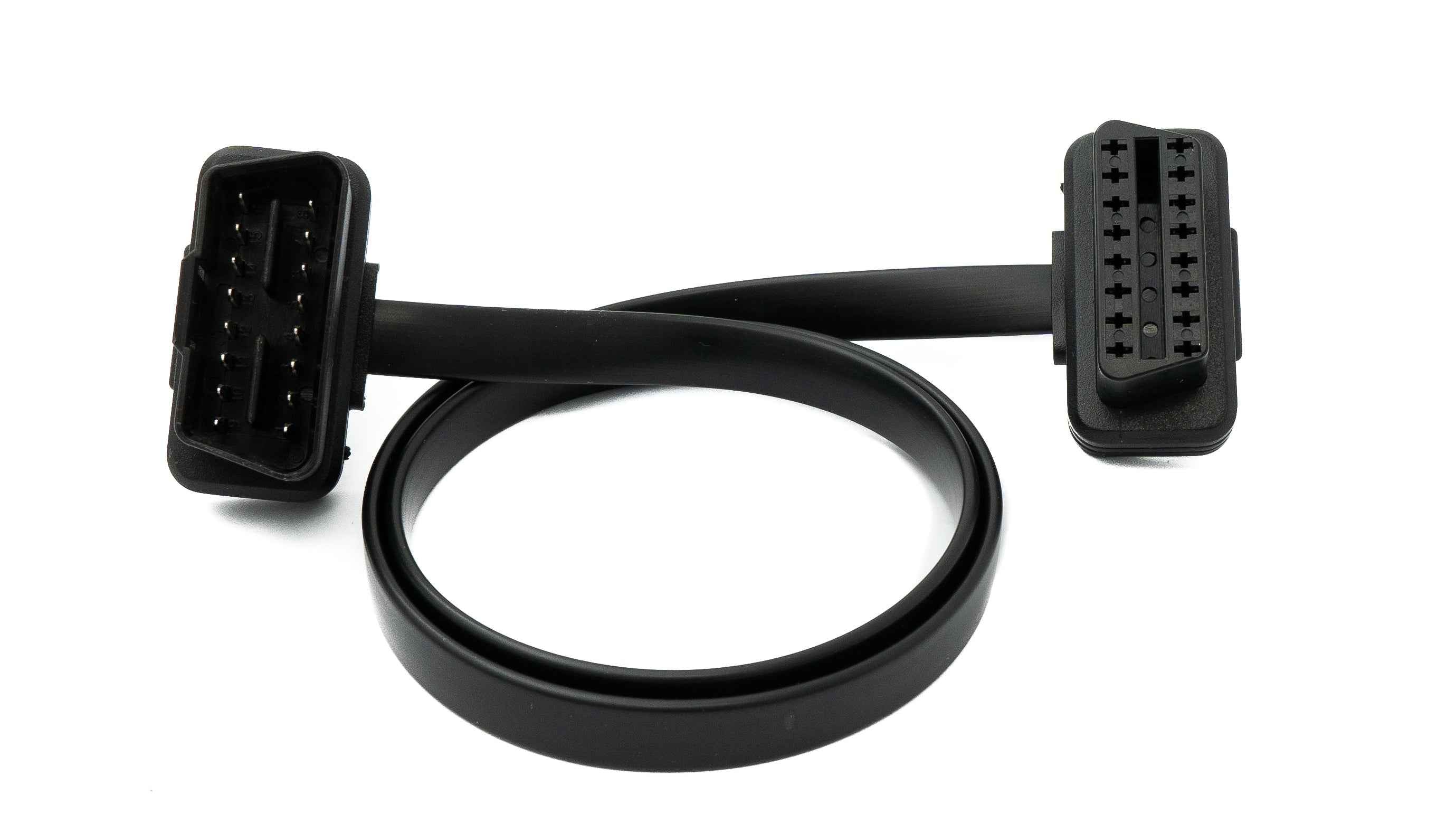 SYSTEM-S OBD Kabel 50 cm OBD 2 16pin J1962M Stecker zu J1962F Buchse flach Auto Diagnose