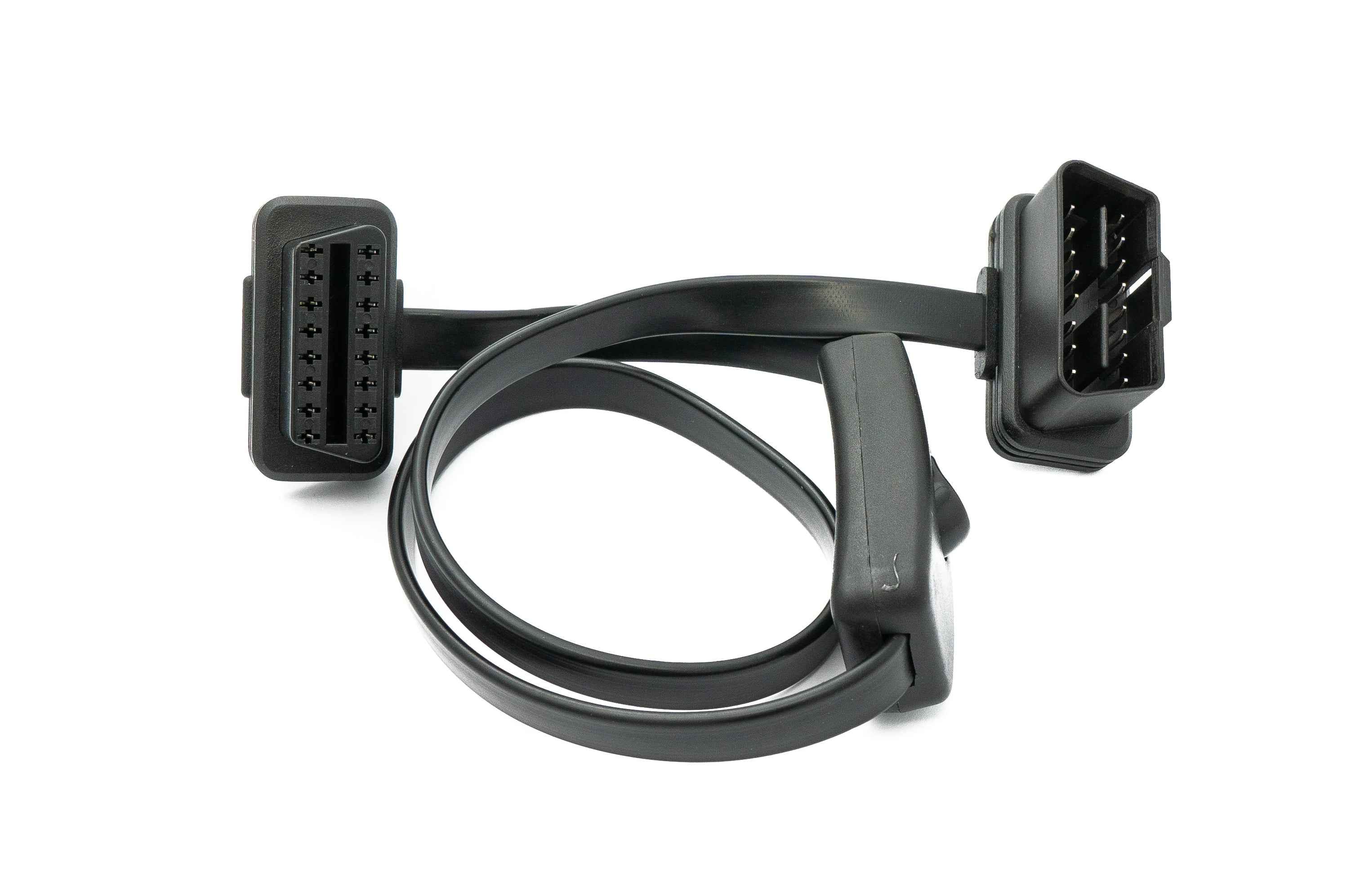 SYSTEM-S OBD Kabel 50 cm OBD 2 16pin J1962M Stecker zu J1962F Buchse flach Schalter Auto