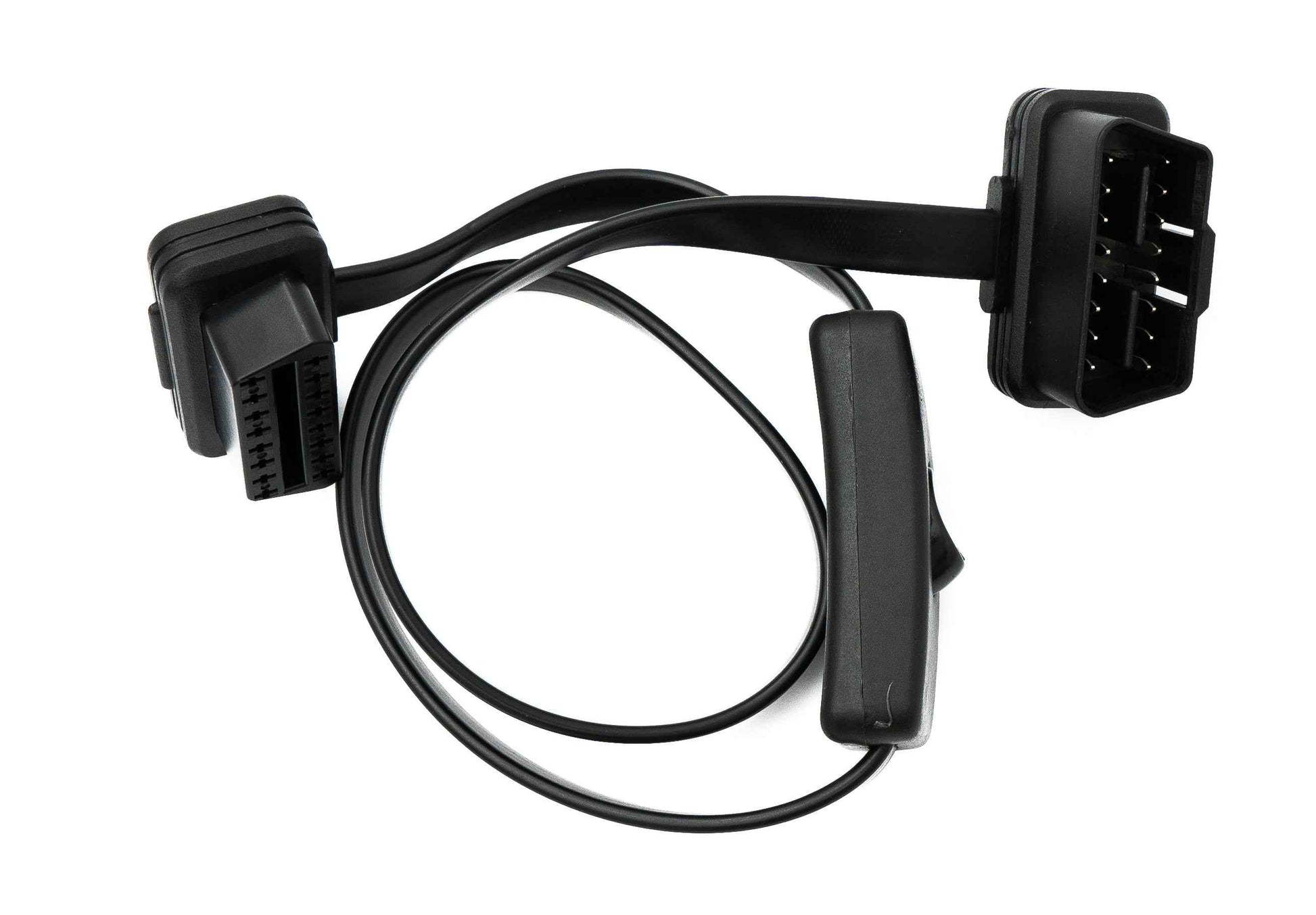 SYSTEM-S OBD Kabel 50 cm OBD 2 16pin J1962M Stecker zu J1962F Buchse flach Schalter Auto