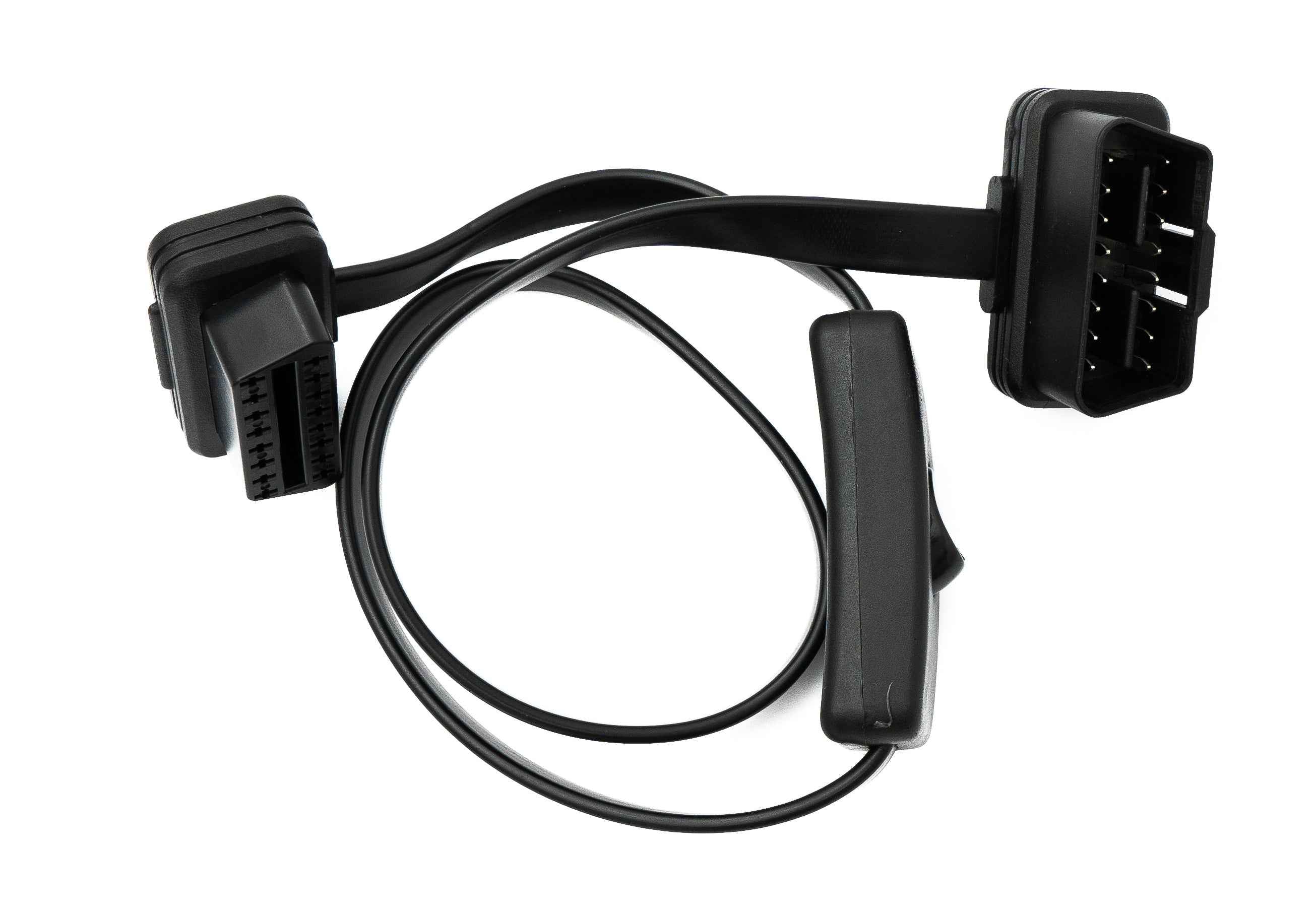 SYSTEM-S OBD Kabel 50 cm OBD 2 16pin J1962M Stecker zu J1962F Buchse flach Schalter Auto