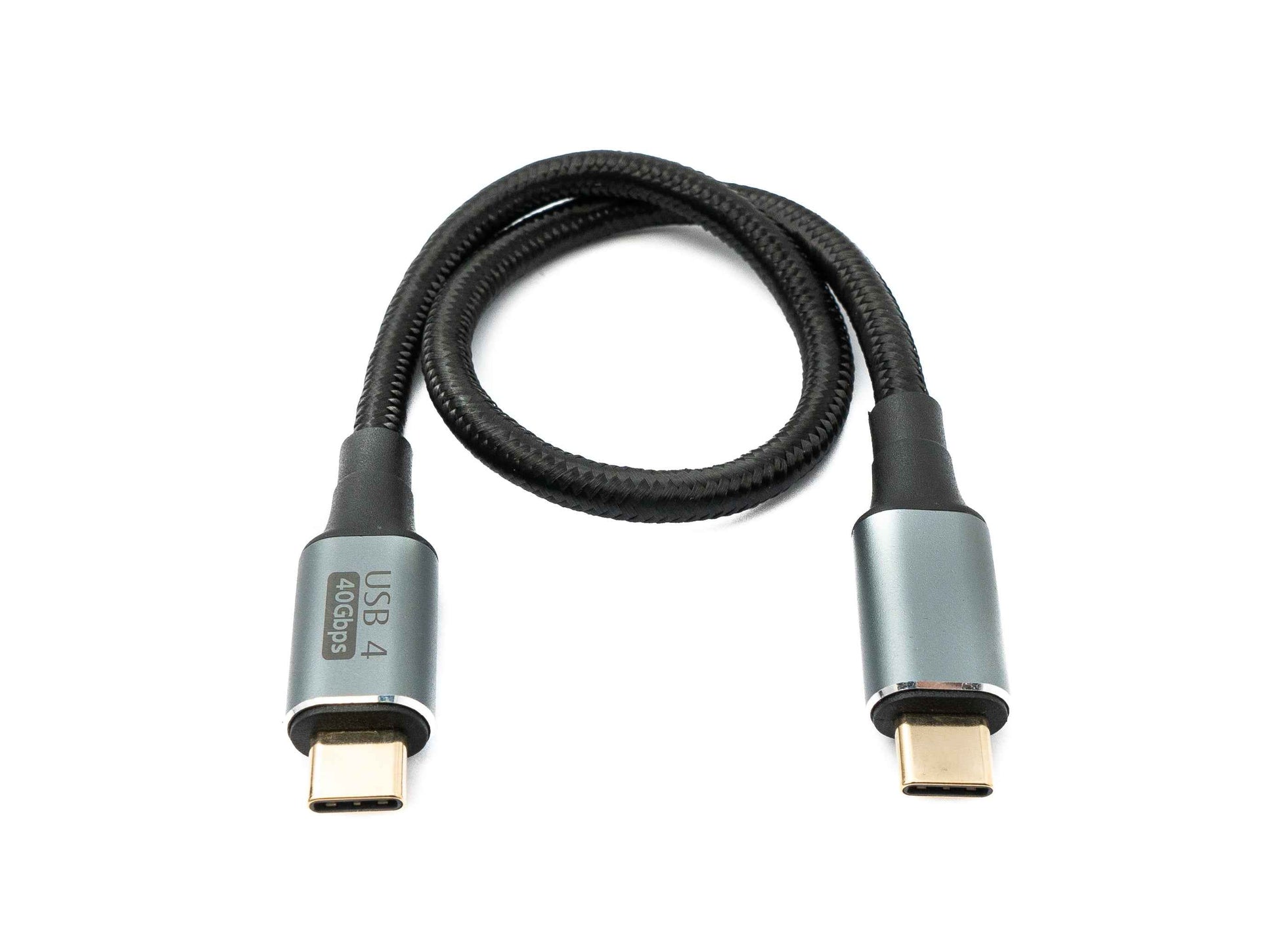 SYSTEM-S USB4 USB Kabel 30 cm Typ C Stecker zu Stecker 40 Gbit/s USB 4.0 geflochten Schwarz