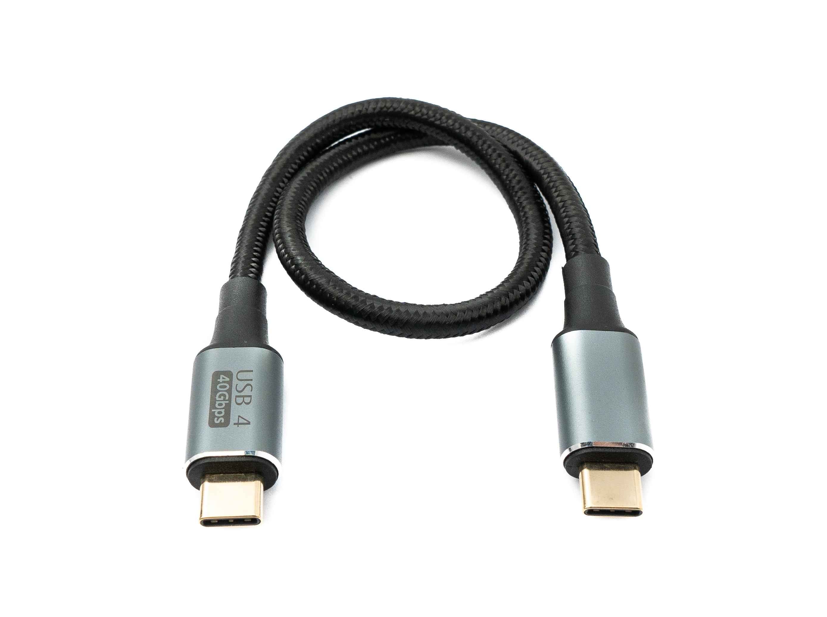 SYSTEM-S USB4 USB Kabel 30 cm Typ C Stecker zu Stecker 40 Gbit/s USB 4.0 geflochten Schwarz