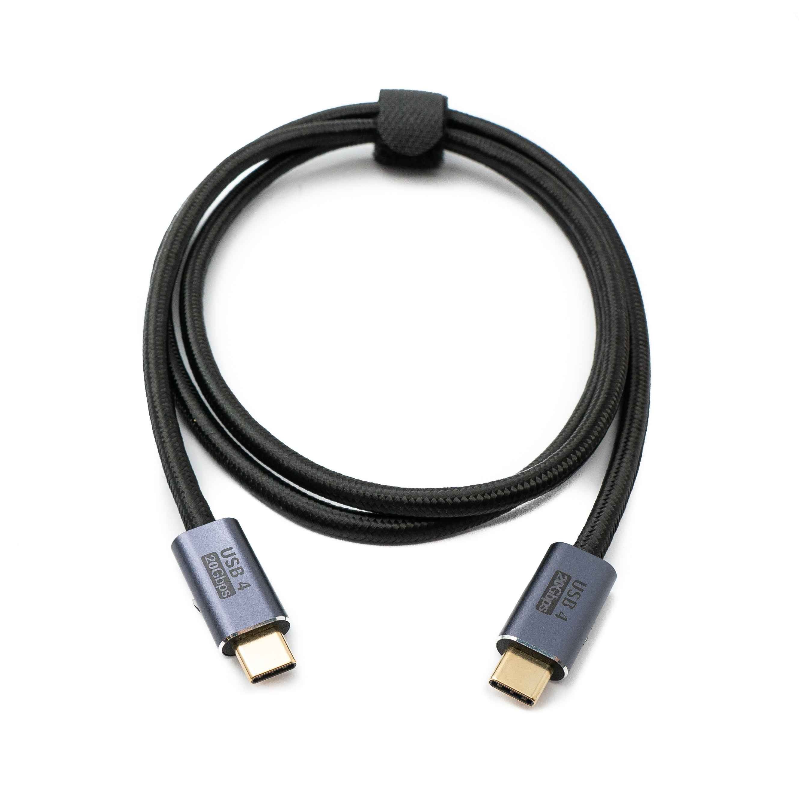 SYSTEM-S USB4 USB Kabel 100 cm Typ C Stecker zu Stecker 20 Gbit/s USB 4.0 geflochten Schwarz
