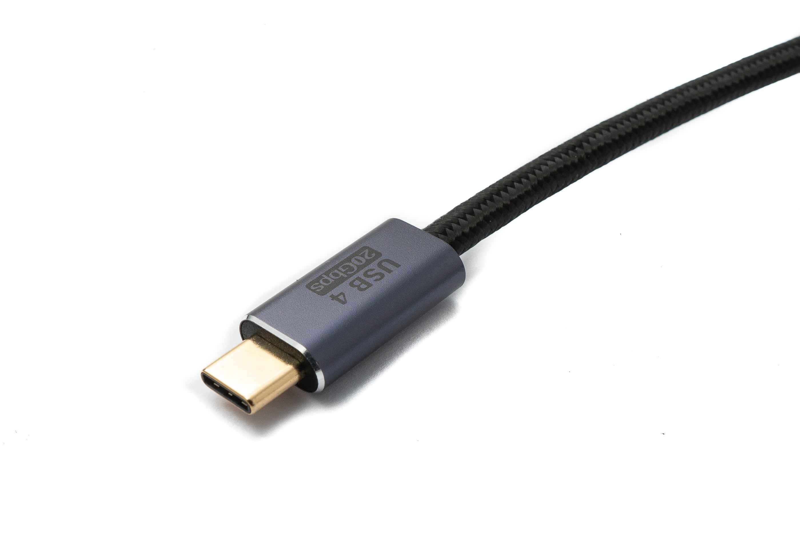 SYSTEM-S USB4 USB Kabel 100 cm Typ C Stecker zu Stecker 20 Gbit/s USB 4.0 geflochten Schwarz